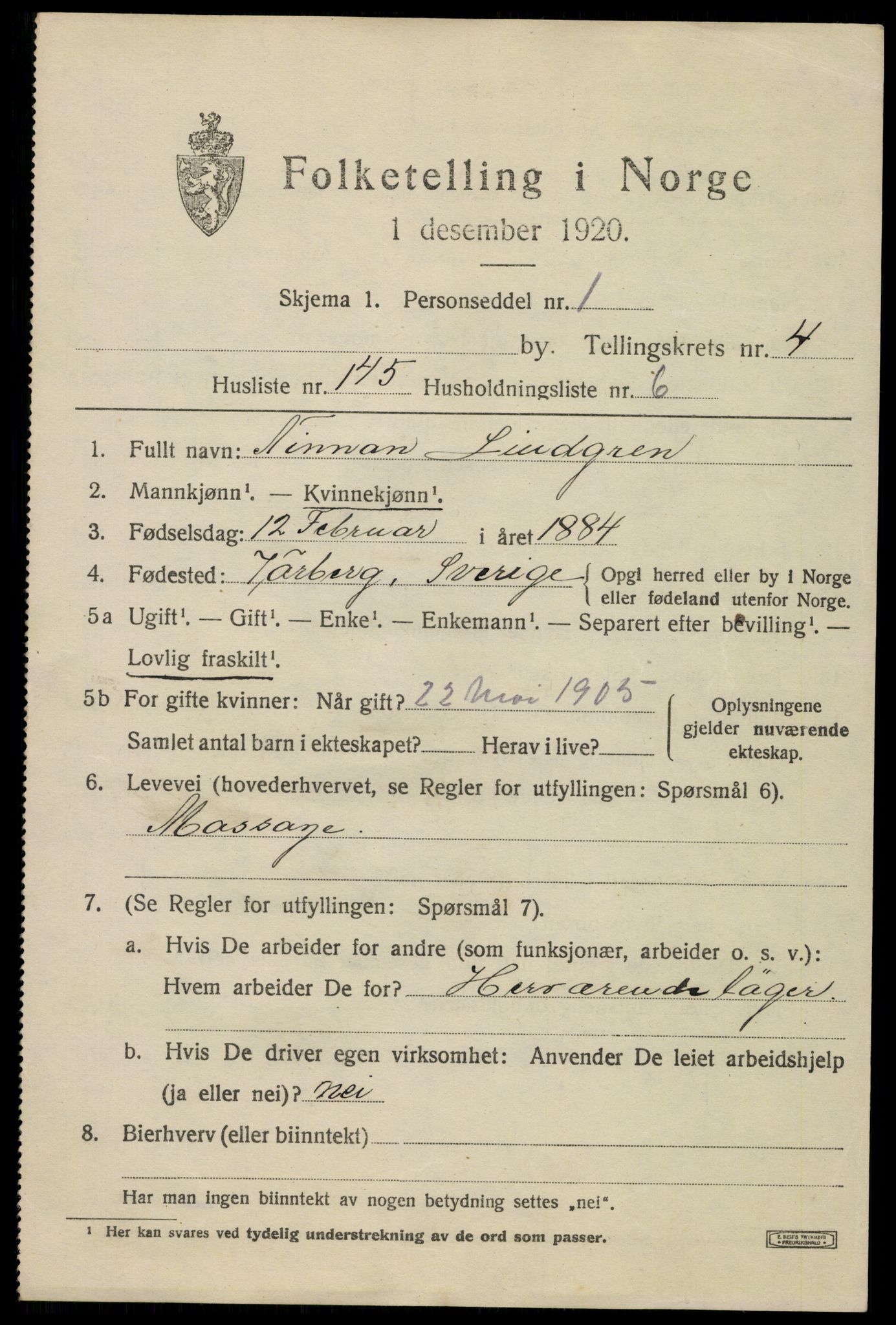 SAKO, 1920 census for Horten, 1920, p. 19017