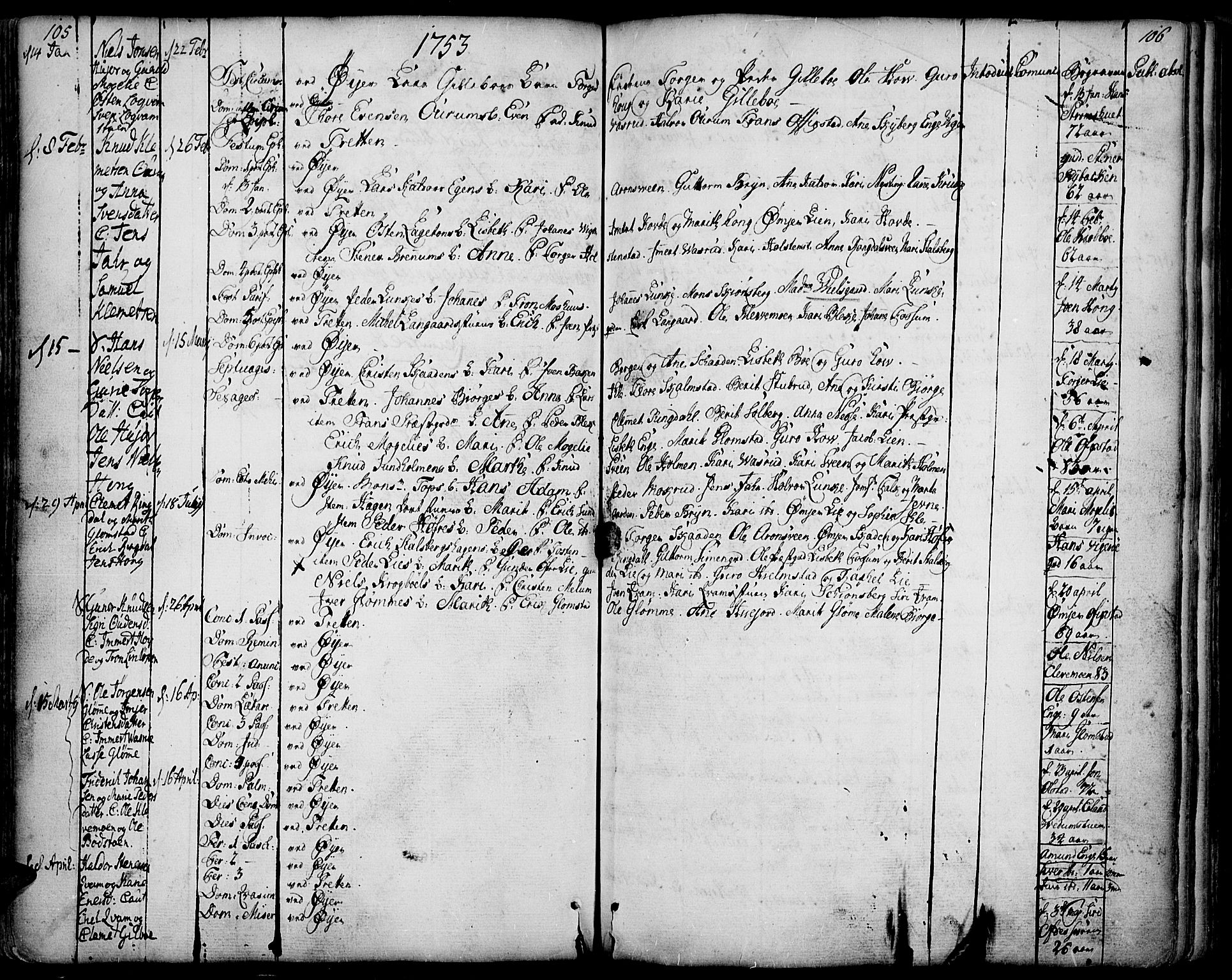 Øyer prestekontor, SAH/PREST-084/H/Ha/Haa/L0002: Parish register (official) no. 2, 1733-1784, p. 105-106
