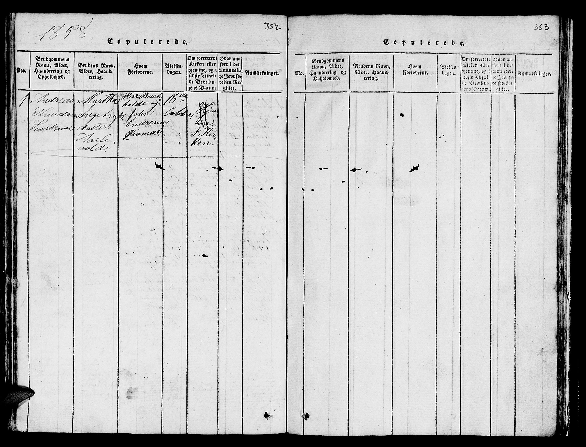 Ministerialprotokoller, klokkerbøker og fødselsregistre - Sør-Trøndelag, SAT/A-1456/671/L0842: Parish register (copy) no. 671C01, 1816-1867, p. 352-353