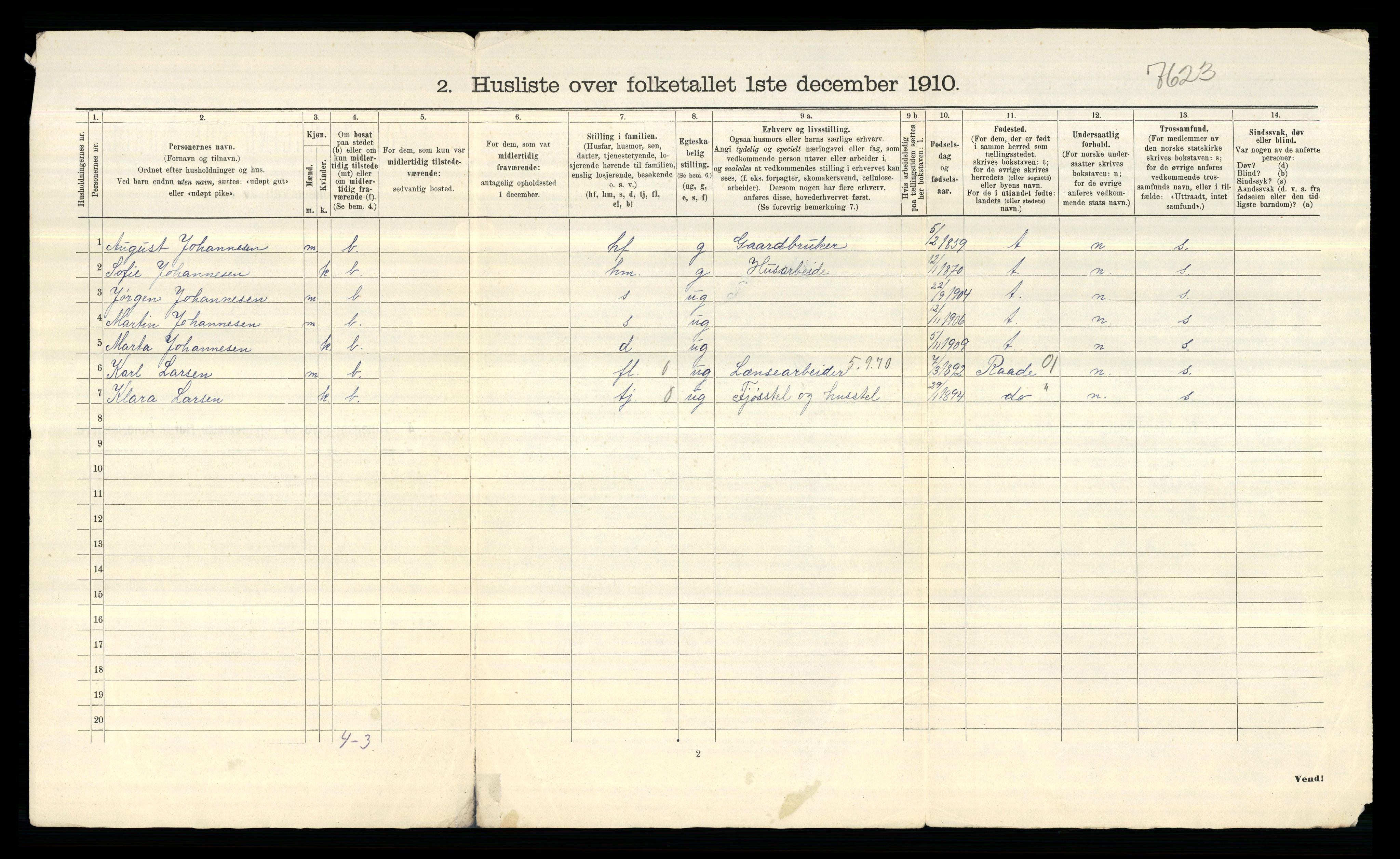 RA, 1910 census for Tune, 1910, p. 2363