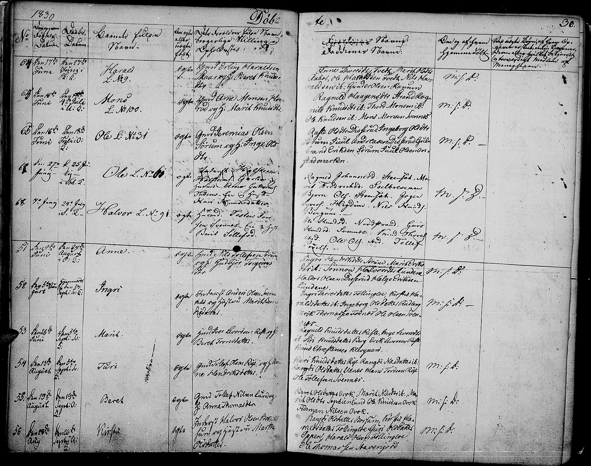 Nord-Aurdal prestekontor, AV/SAH-PREST-132/H/Ha/Haa/L0003: Parish register (official) no. 3, 1828-1841, p. 30