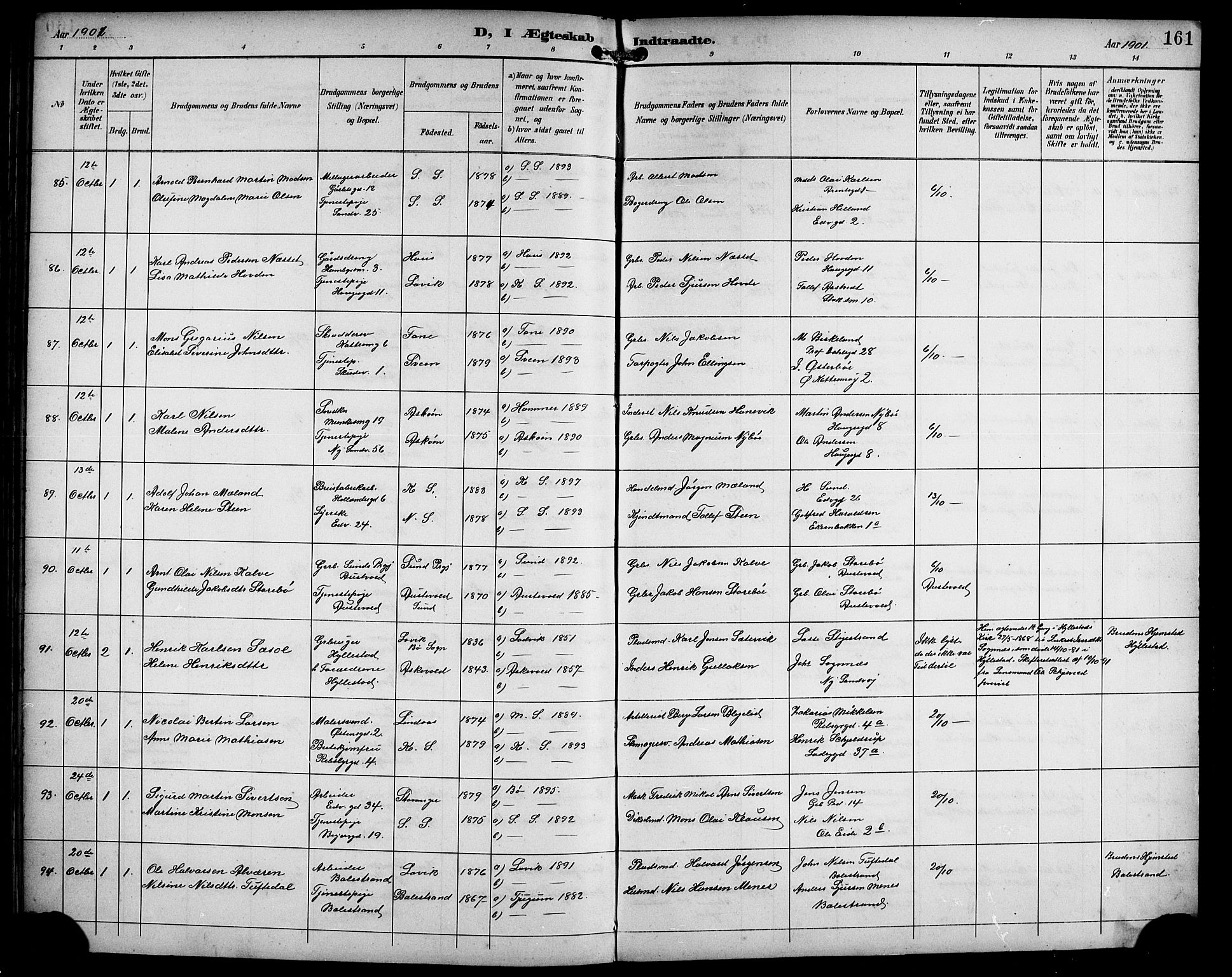 Sandviken Sokneprestembete, AV/SAB-A-77601/H/Hb/L0003: Parish register (copy) no. A 4, 1892-1901, p. 161