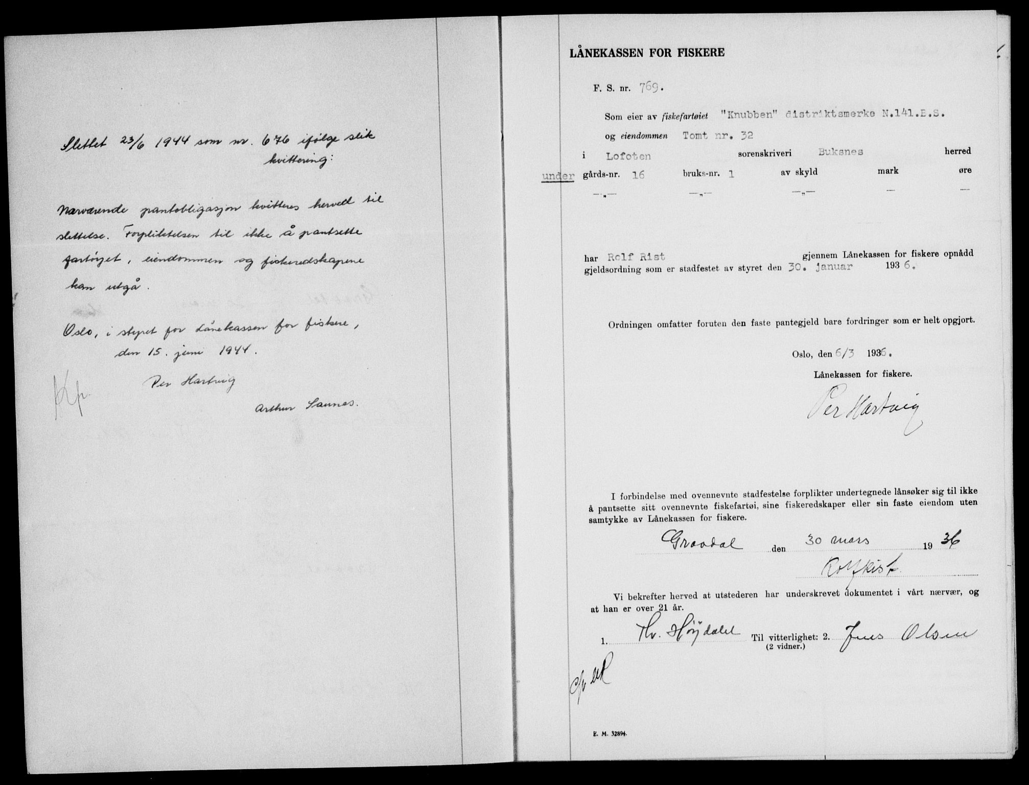 Lofoten sorenskriveri, AV/SAT-A-0017/1/2/2C/L0033b: Mortgage book no. 33b, 1936-1936, Diary no: : 612/1936