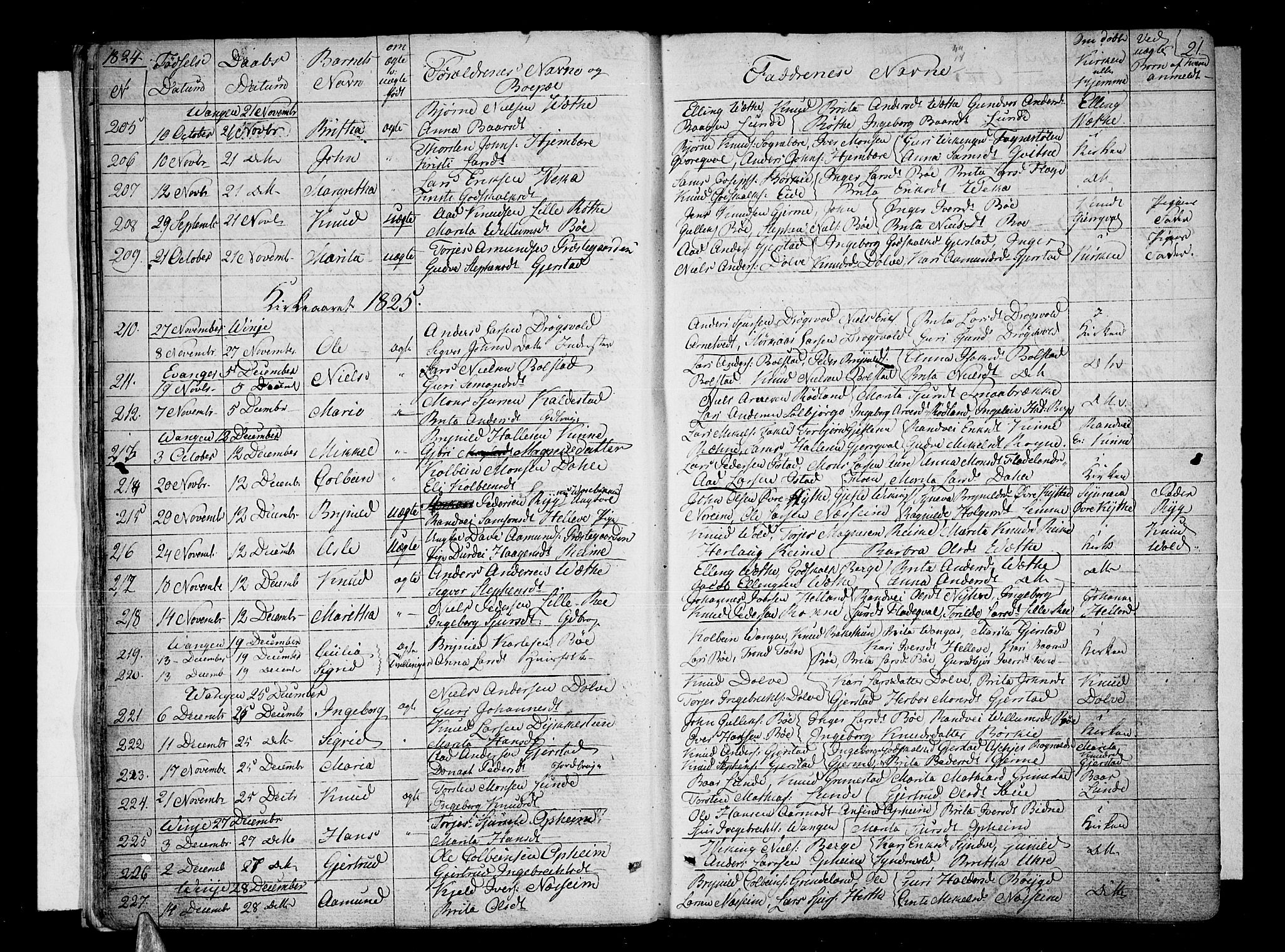 Voss sokneprestembete, SAB/A-79001/H/Haa: Parish register (official) no. A 12, 1823-1837, p. 21