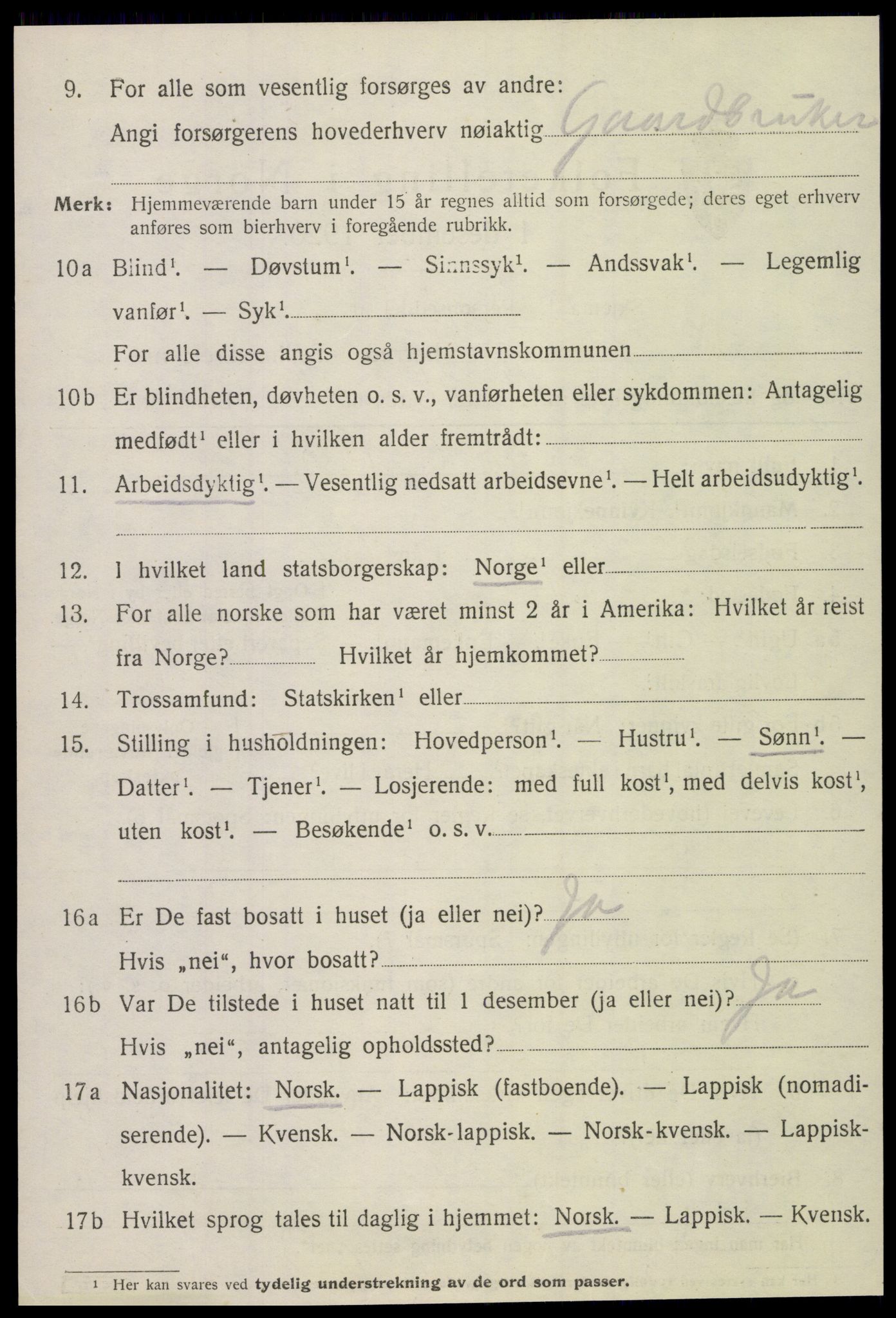 SAT, 1920 census for Lurøy, 1920, p. 5180