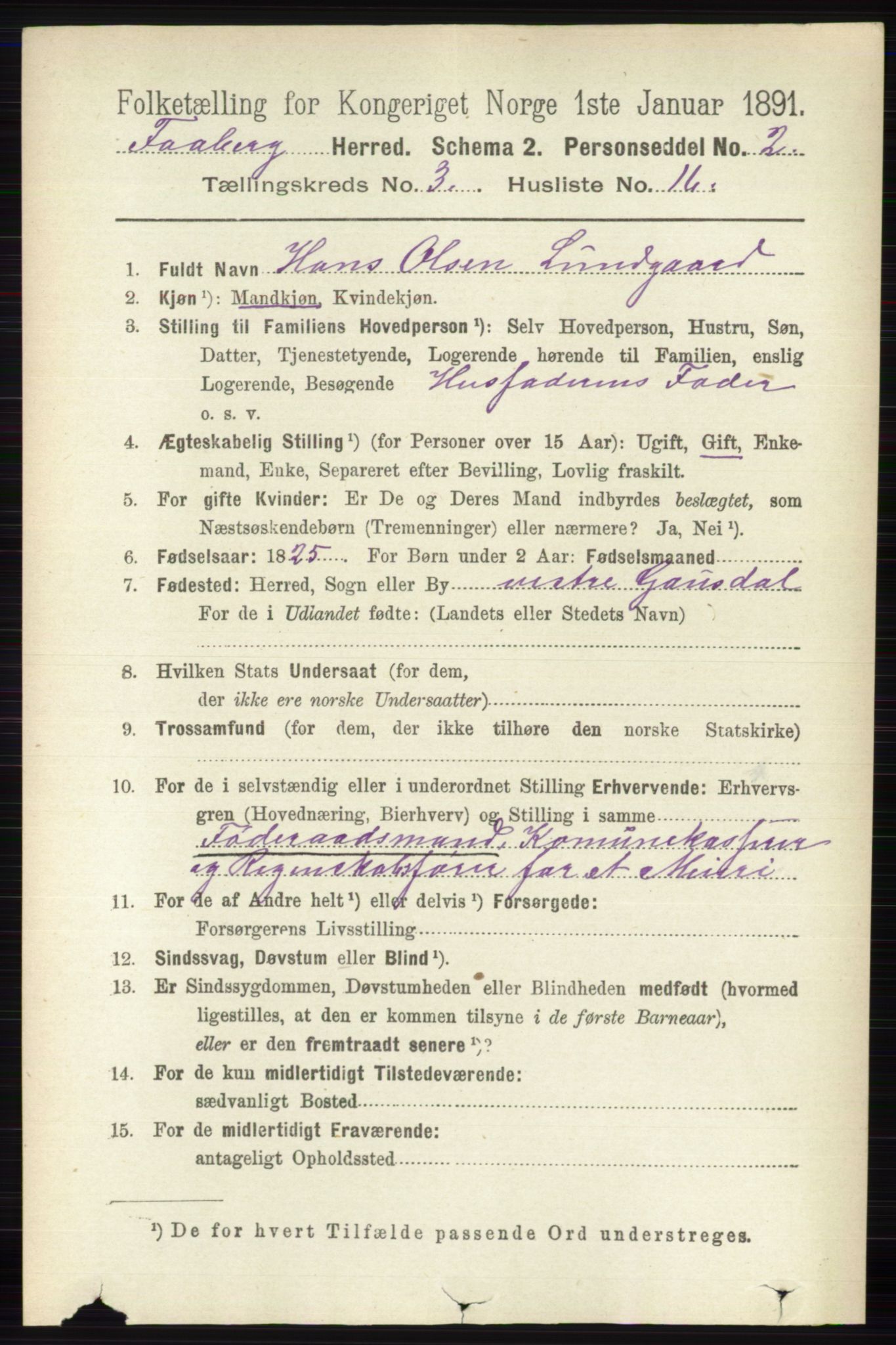 RA, 1891 census for 0524 Fåberg, 1891, p. 947