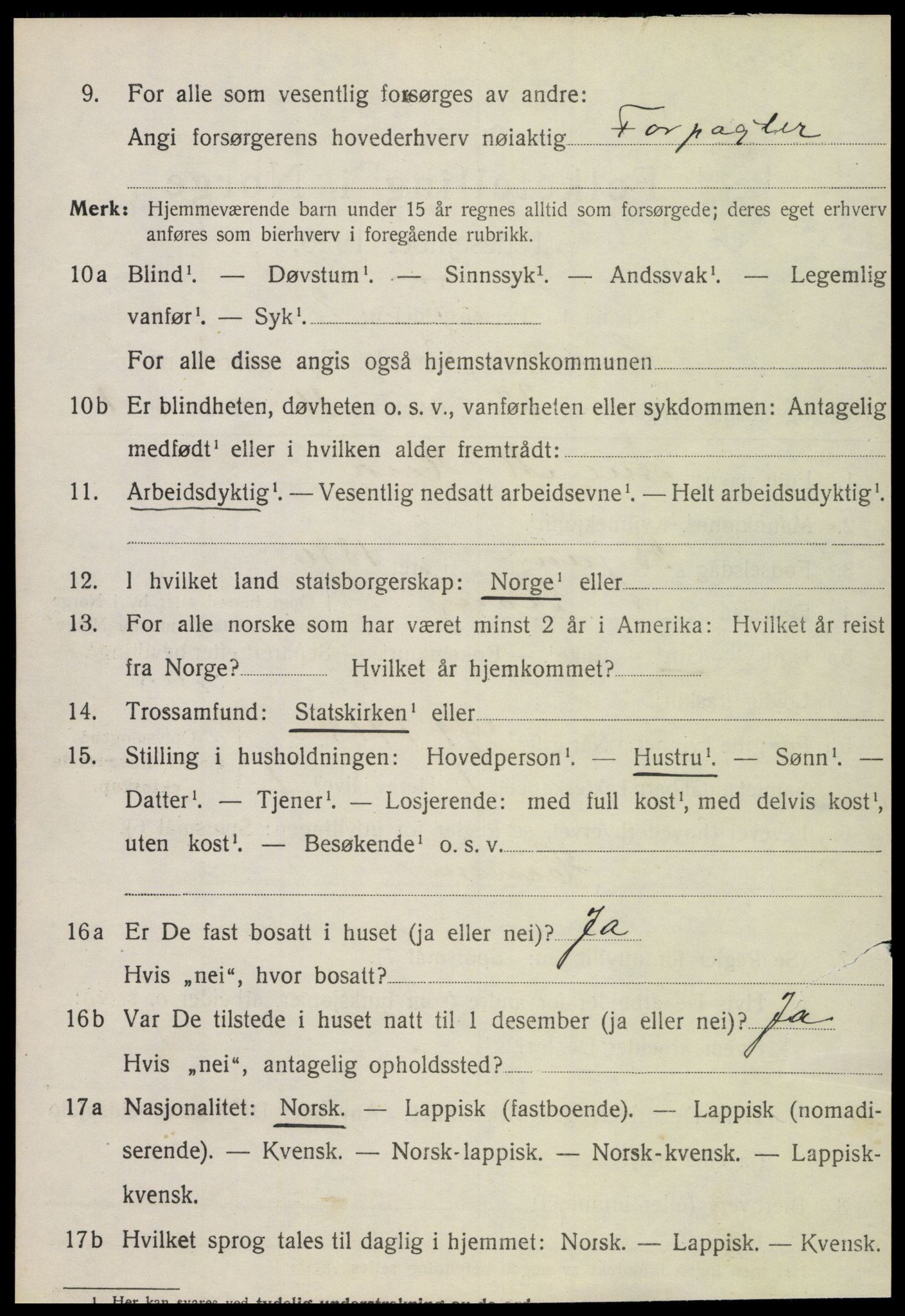 SAT, 1920 census for Snåsa, 1920, p. 1511