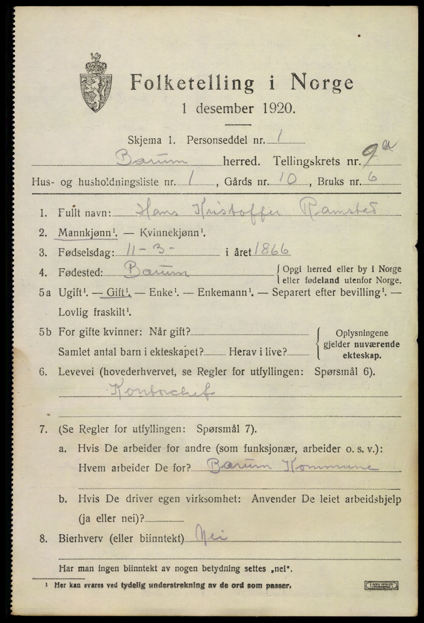 SAO, 1920 census for Bærum, 1920, p. 19340