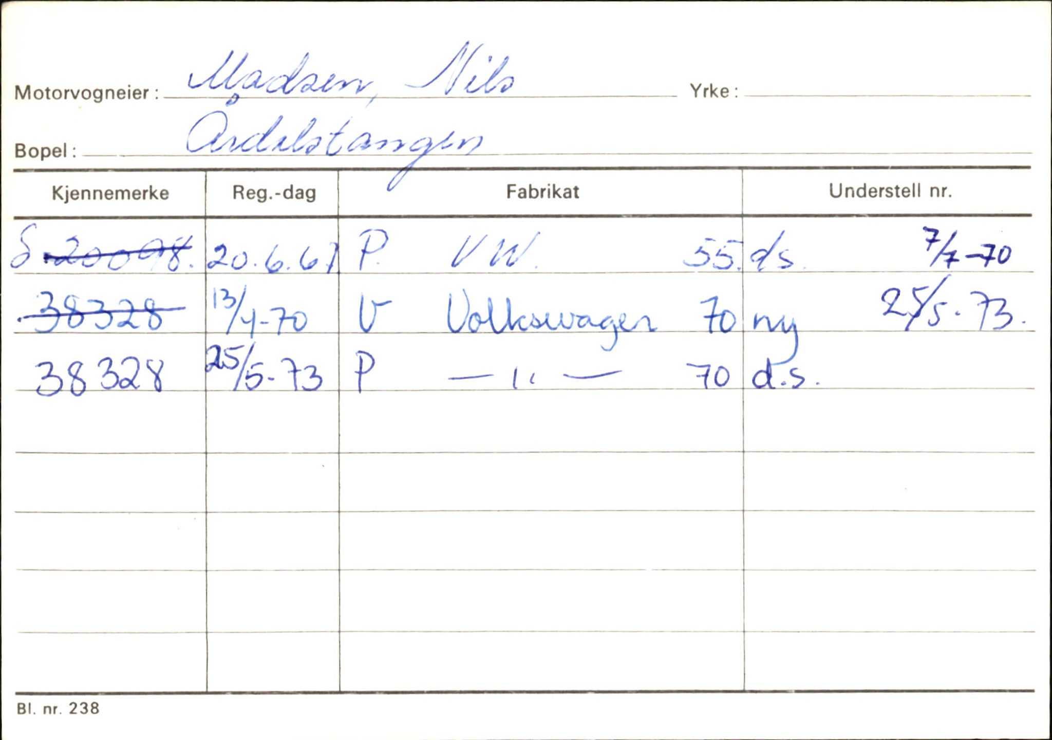 Statens vegvesen, Sogn og Fjordane vegkontor, SAB/A-5301/4/F/L0145: Registerkort Vågsøy S-Å. Årdal I-P, 1945-1975, p. 1609