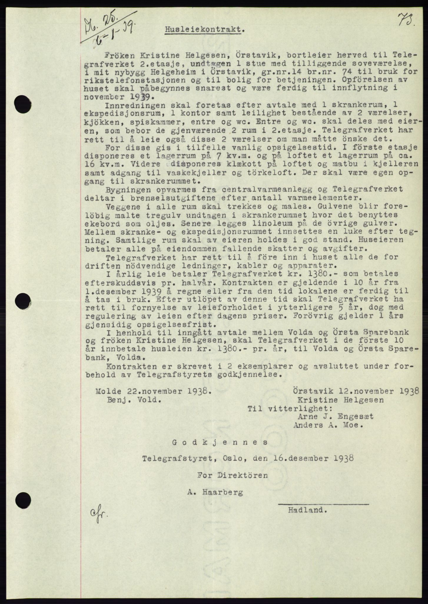 Søre Sunnmøre sorenskriveri, AV/SAT-A-4122/1/2/2C/L0067: Mortgage book no. 61, 1938-1939, Diary no: : 25/1939