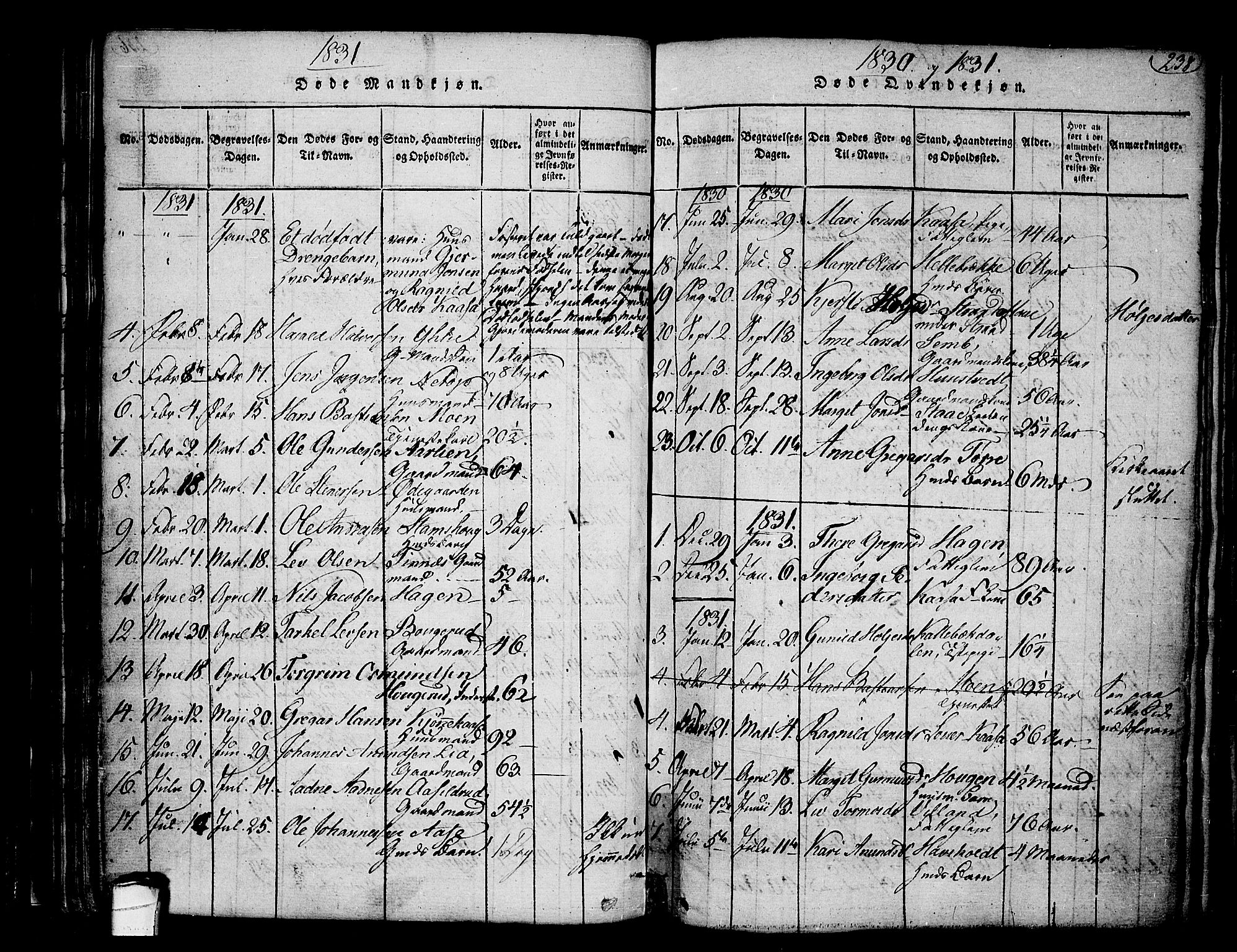 Heddal kirkebøker, AV/SAKO-A-268/F/Fa/L0005: Parish register (official) no. I 5, 1814-1837, p. 237-238