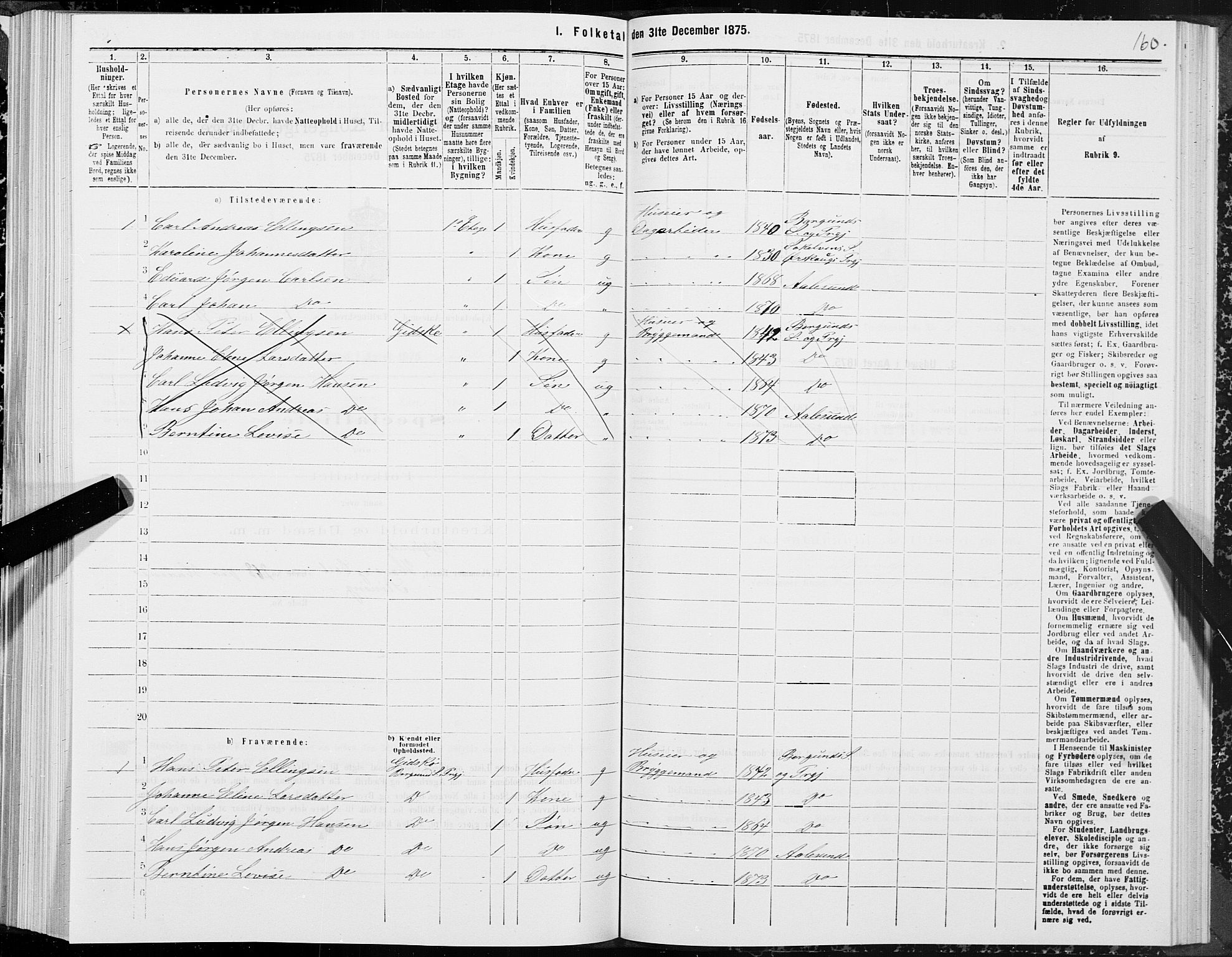 SAT, 1875 census for 1501P Ålesund, 1875, p. 1160