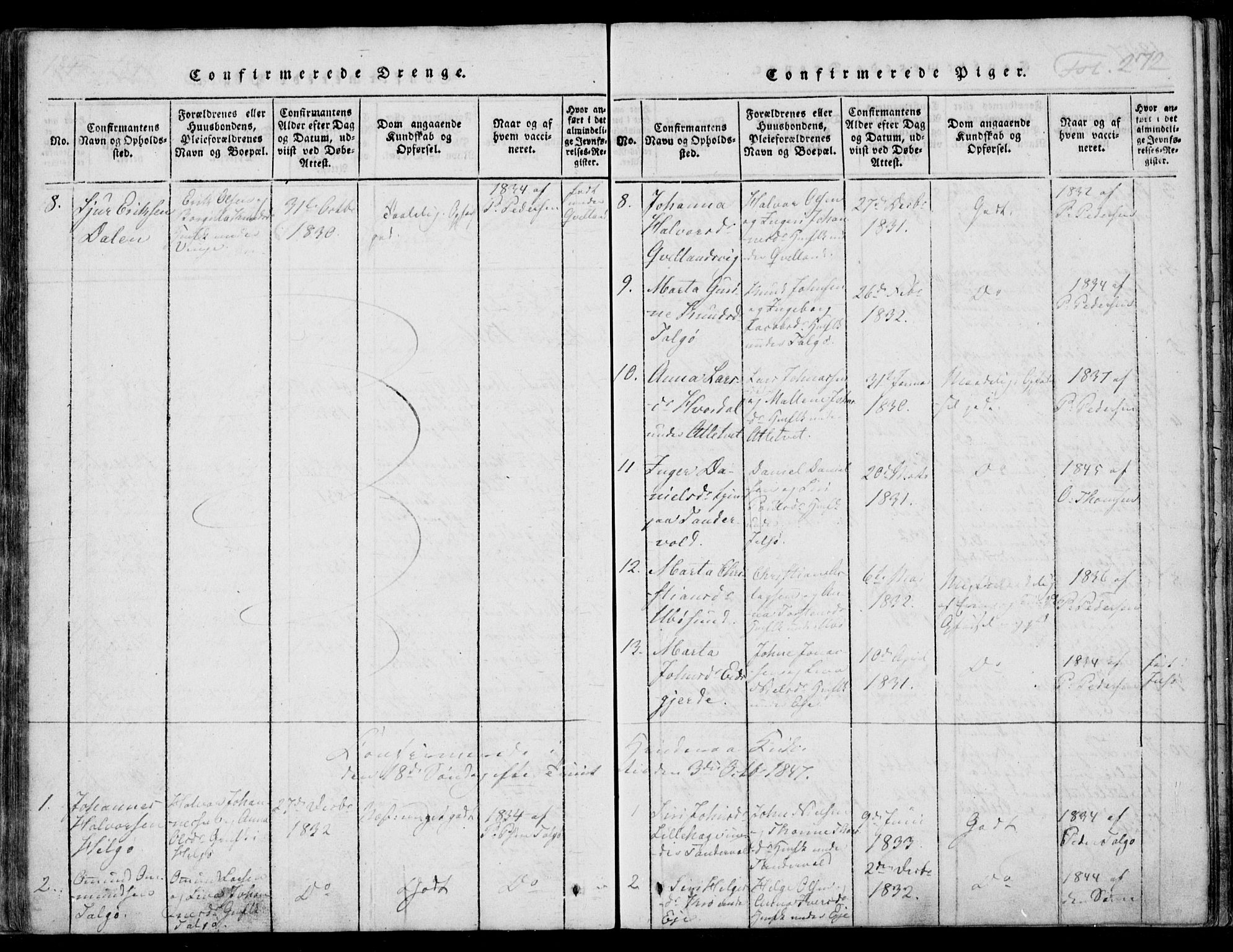 Nedstrand sokneprestkontor, AV/SAST-A-101841/01/IV: Parish register (official) no. A 7, 1816-1870, p. 272