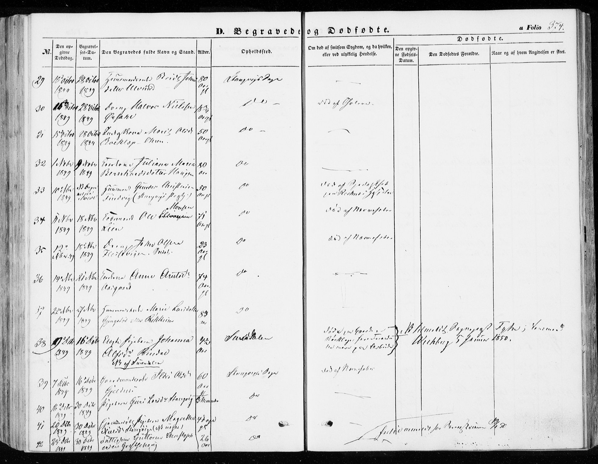 Ministerialprotokoller, klokkerbøker og fødselsregistre - Møre og Romsdal, SAT/A-1454/592/L1026: Parish register (official) no. 592A04, 1849-1867, p. 374