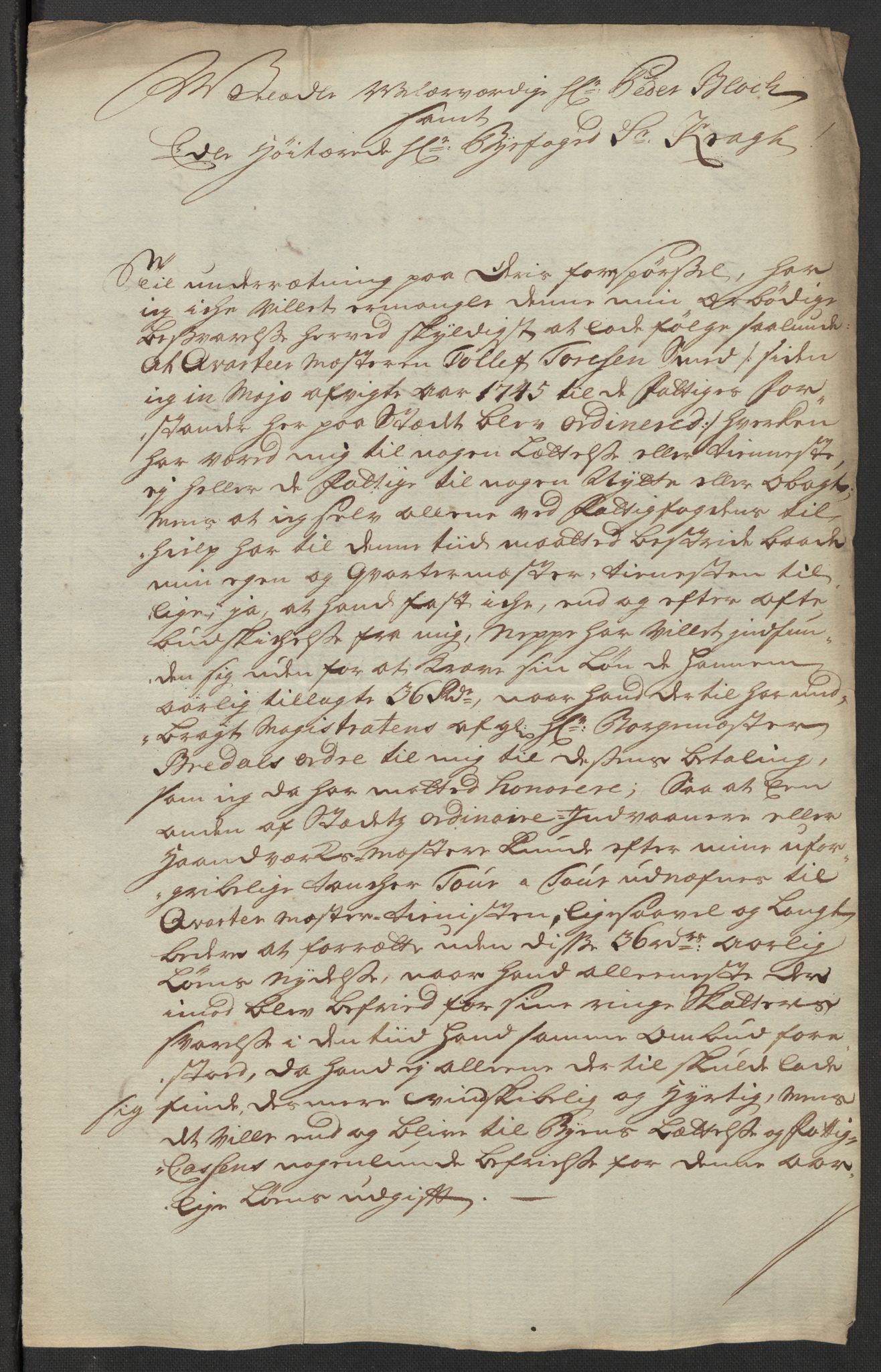 Kristiania tukthus, AV/SAO-A-10644/A/Ad/Adb/L0011: Innkomne skriv, rapporter og regnskap, 1742-1783, p. 252