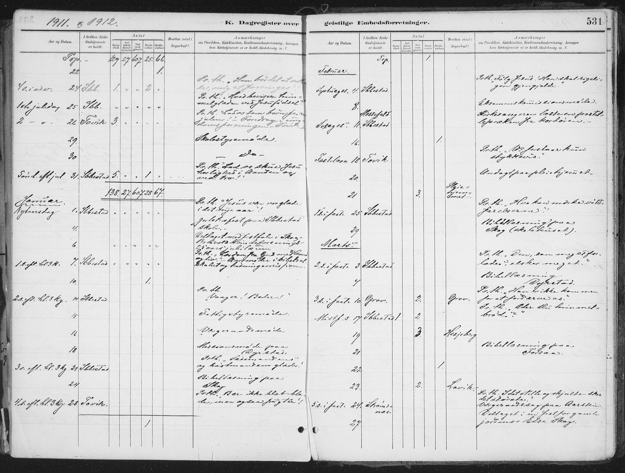 Ibestad sokneprestembete, SATØ/S-0077/H/Ha/Haa/L0017kirke: Parish register (official) no. 17, 1901-1914, p. 531