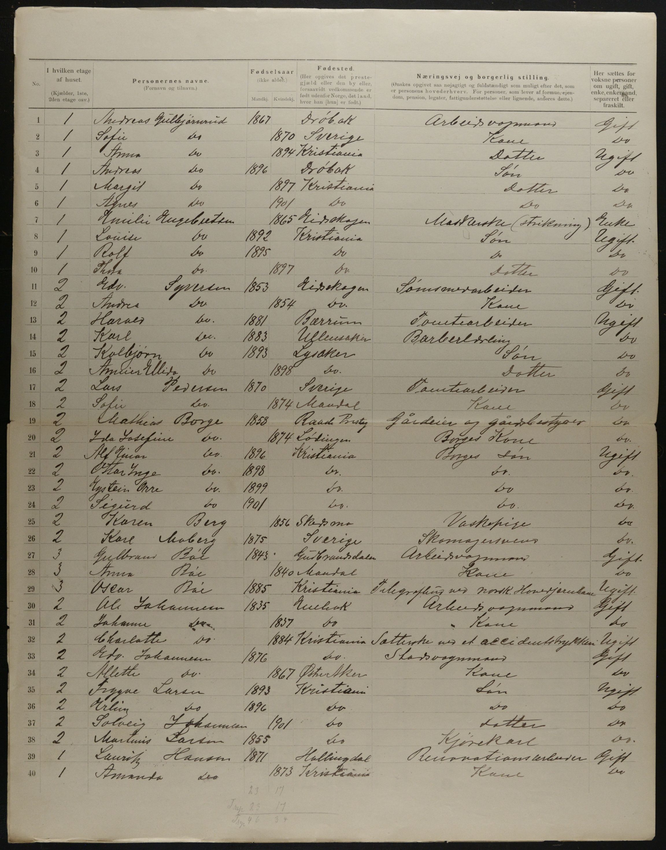 OBA, Municipal Census 1901 for Kristiania, 1901, p. 16438