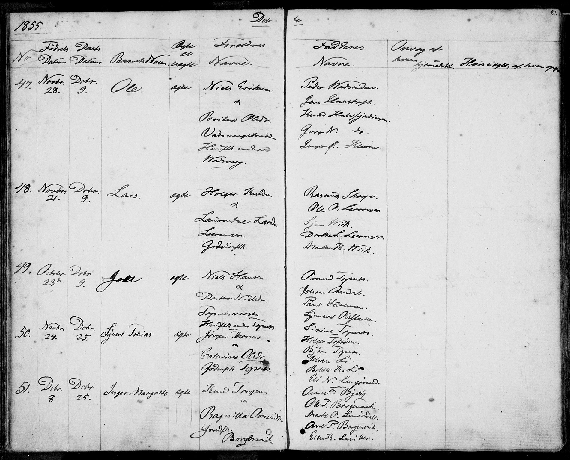 Nedstrand sokneprestkontor, SAST/A-101841/01/IV: Parish register (official) no. A 8, 1839-1860, p. 52