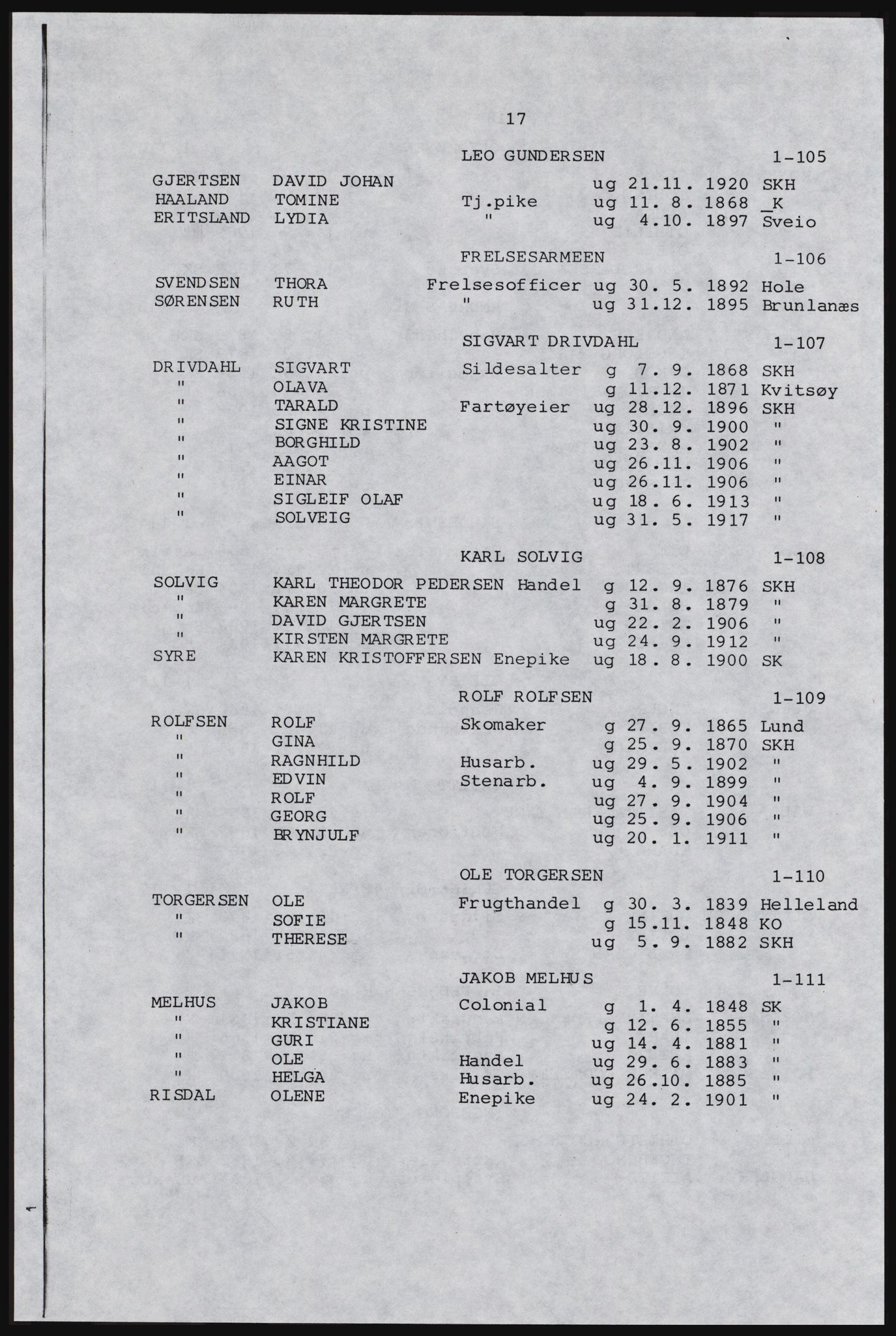 SAST, Copy of 1920 census for Karmøy, 1920, p. 29