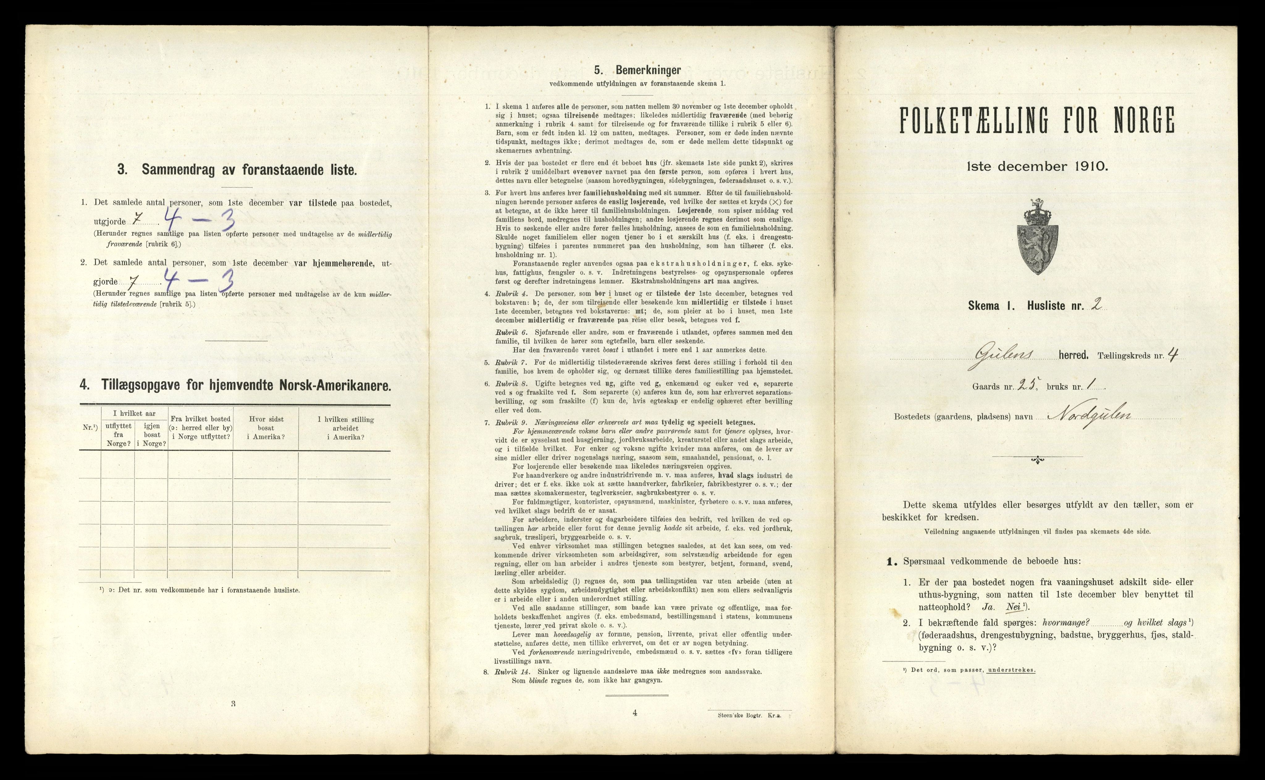 RA, 1910 census for Gulen, 1910, p. 332