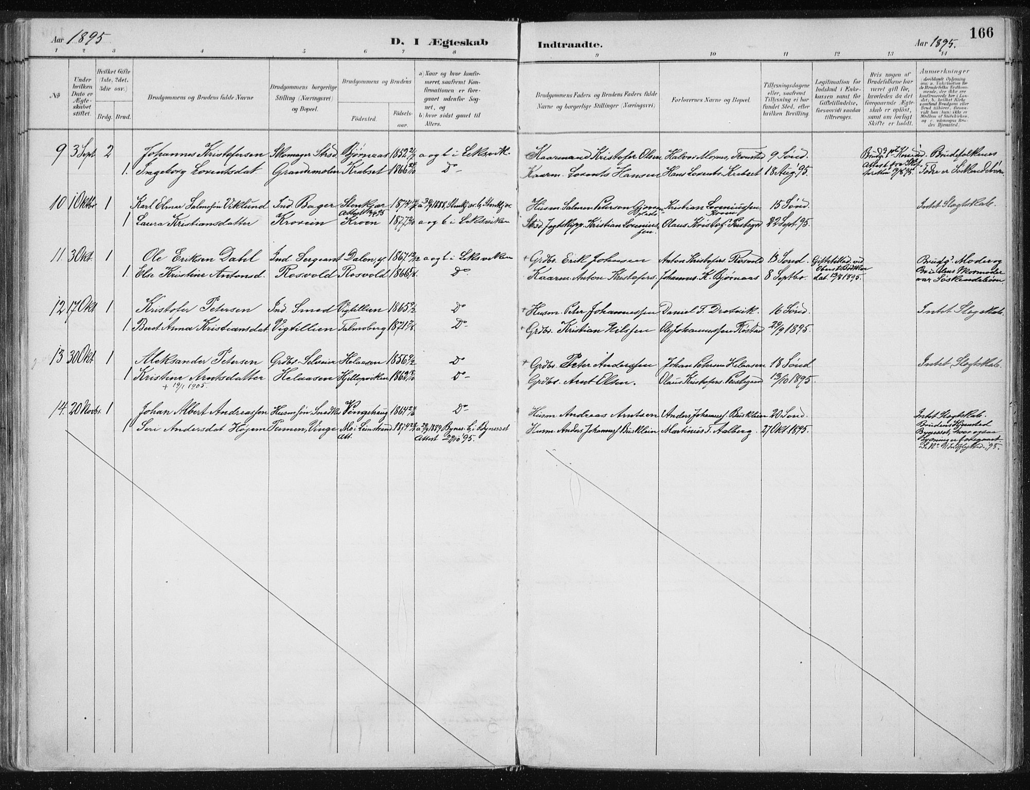 Ministerialprotokoller, klokkerbøker og fødselsregistre - Nord-Trøndelag, AV/SAT-A-1458/701/L0010: Parish register (official) no. 701A10, 1883-1899, p. 166