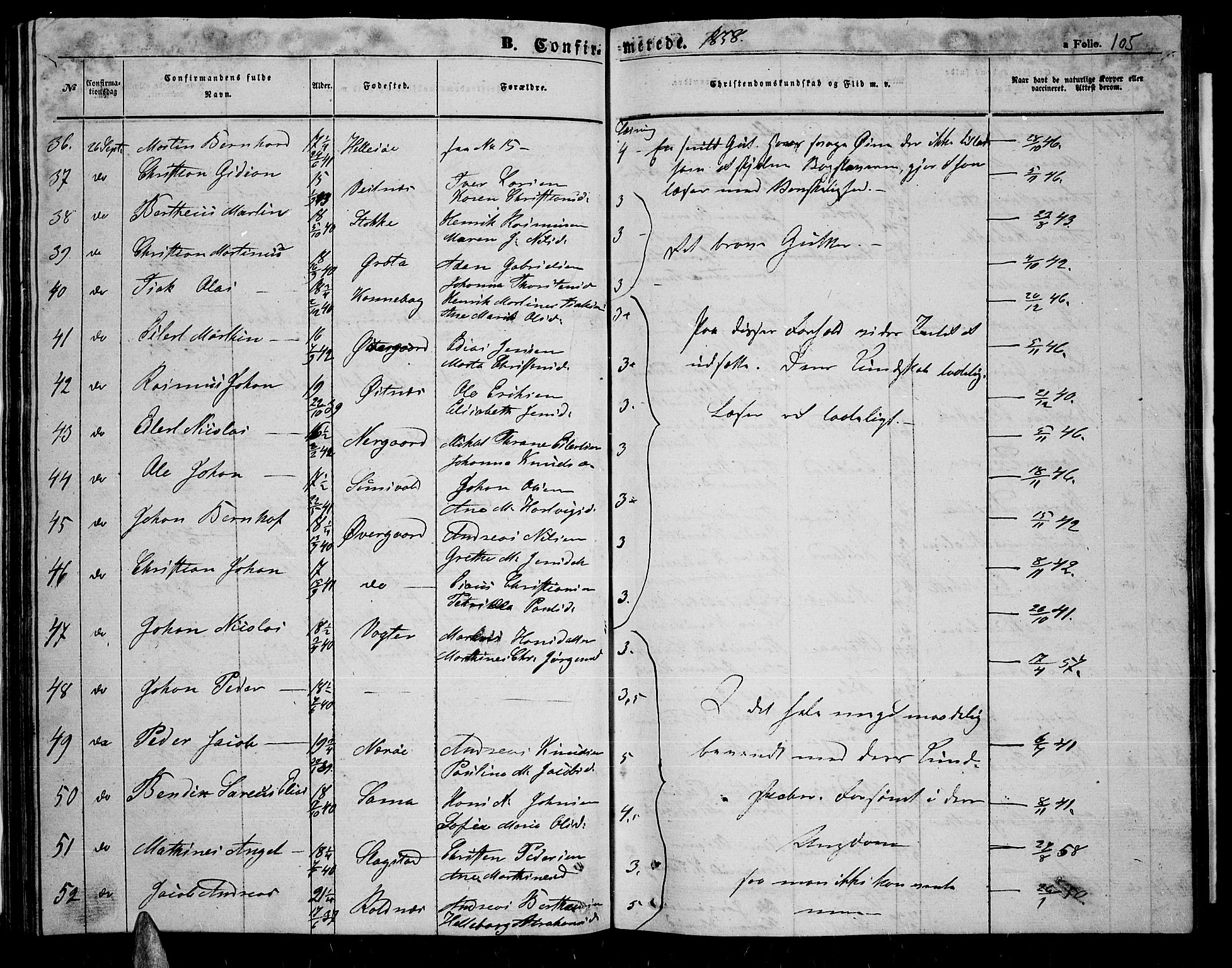 Trondenes sokneprestkontor, AV/SATØ-S-1319/H/Hb/L0007klokker: Parish register (copy) no. 7, 1855-1862, p. 105