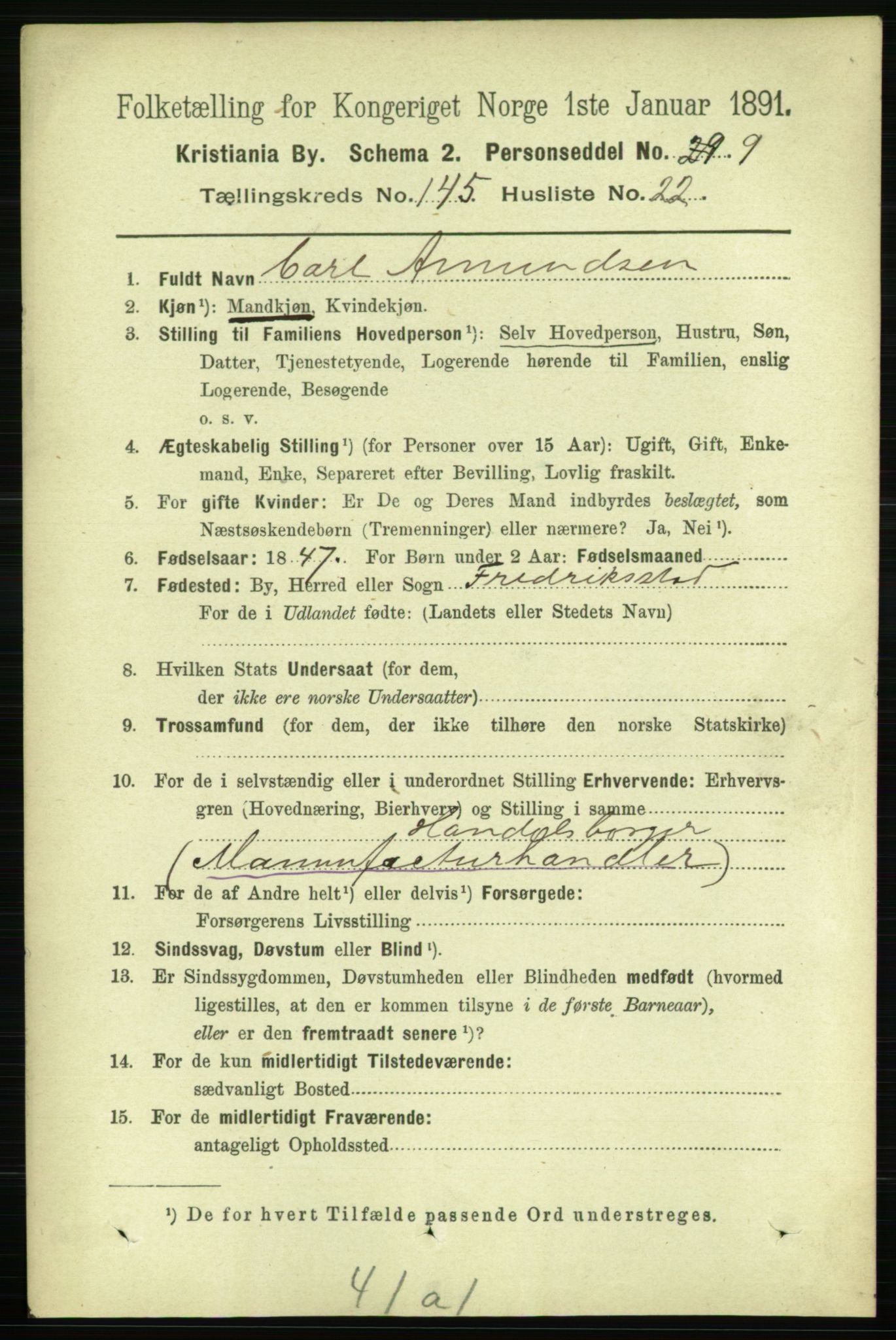 RA, 1891 census for 0301 Kristiania, 1891, p. 80015