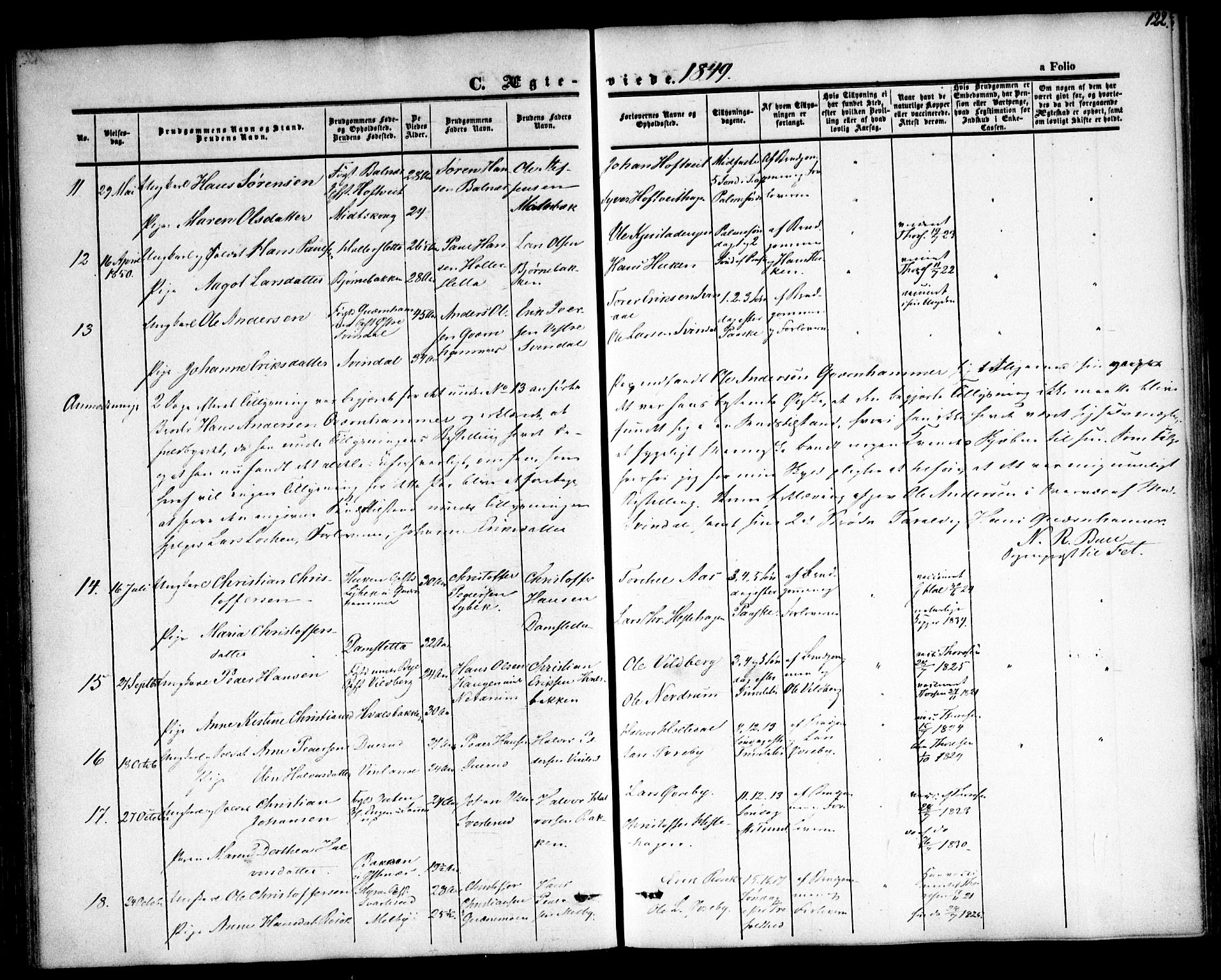 Fet prestekontor Kirkebøker, AV/SAO-A-10370a/F/Fa/L0010: Parish register (official) no. I 10, 1847-1859, p. 122