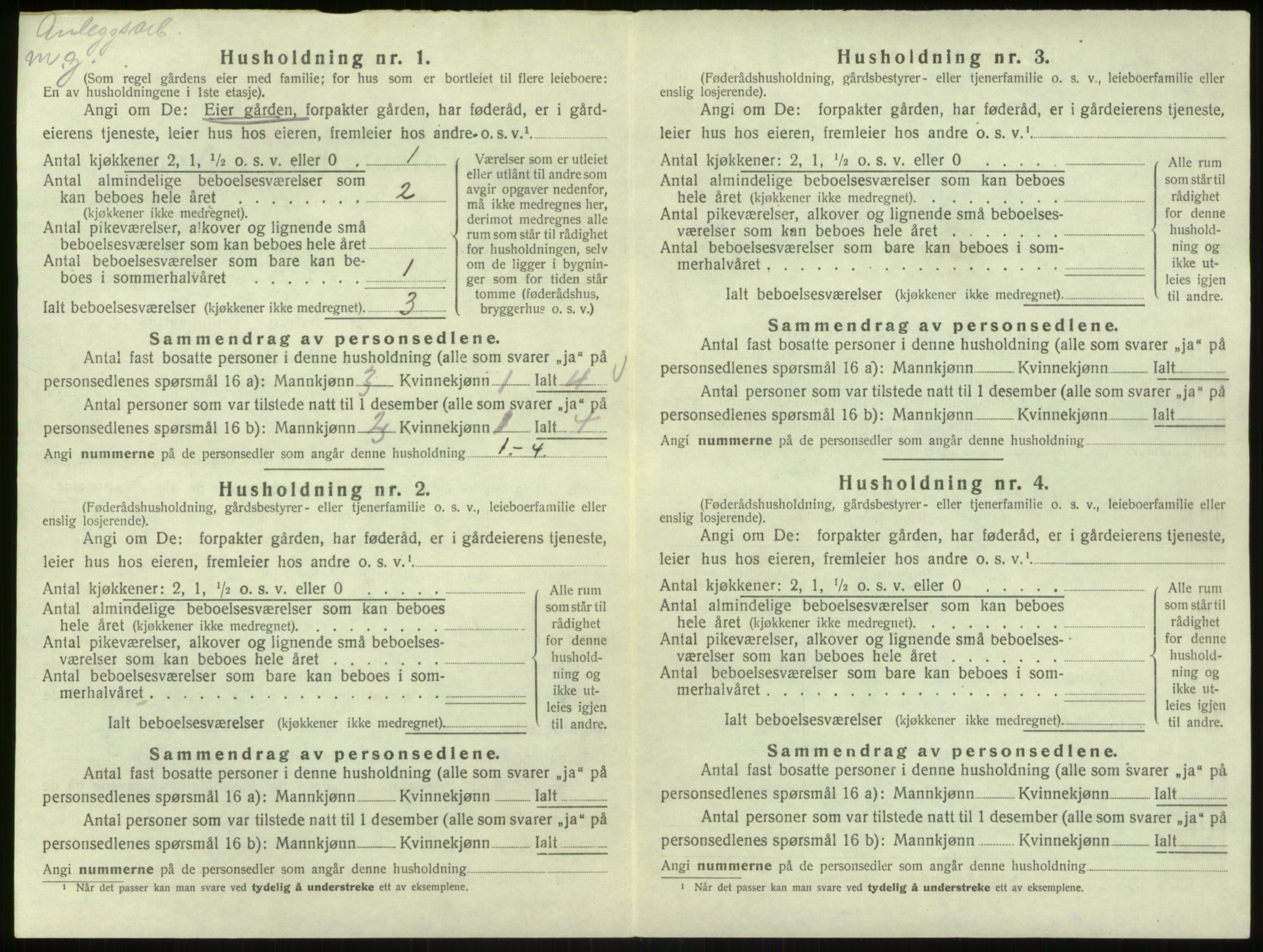 SAB, 1920 census for Hosanger, 1920, p. 483