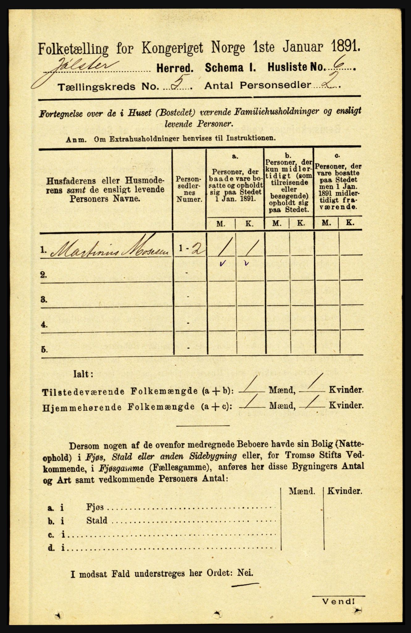 RA, 1891 census for 1431 Jølster, 1891, p. 1726