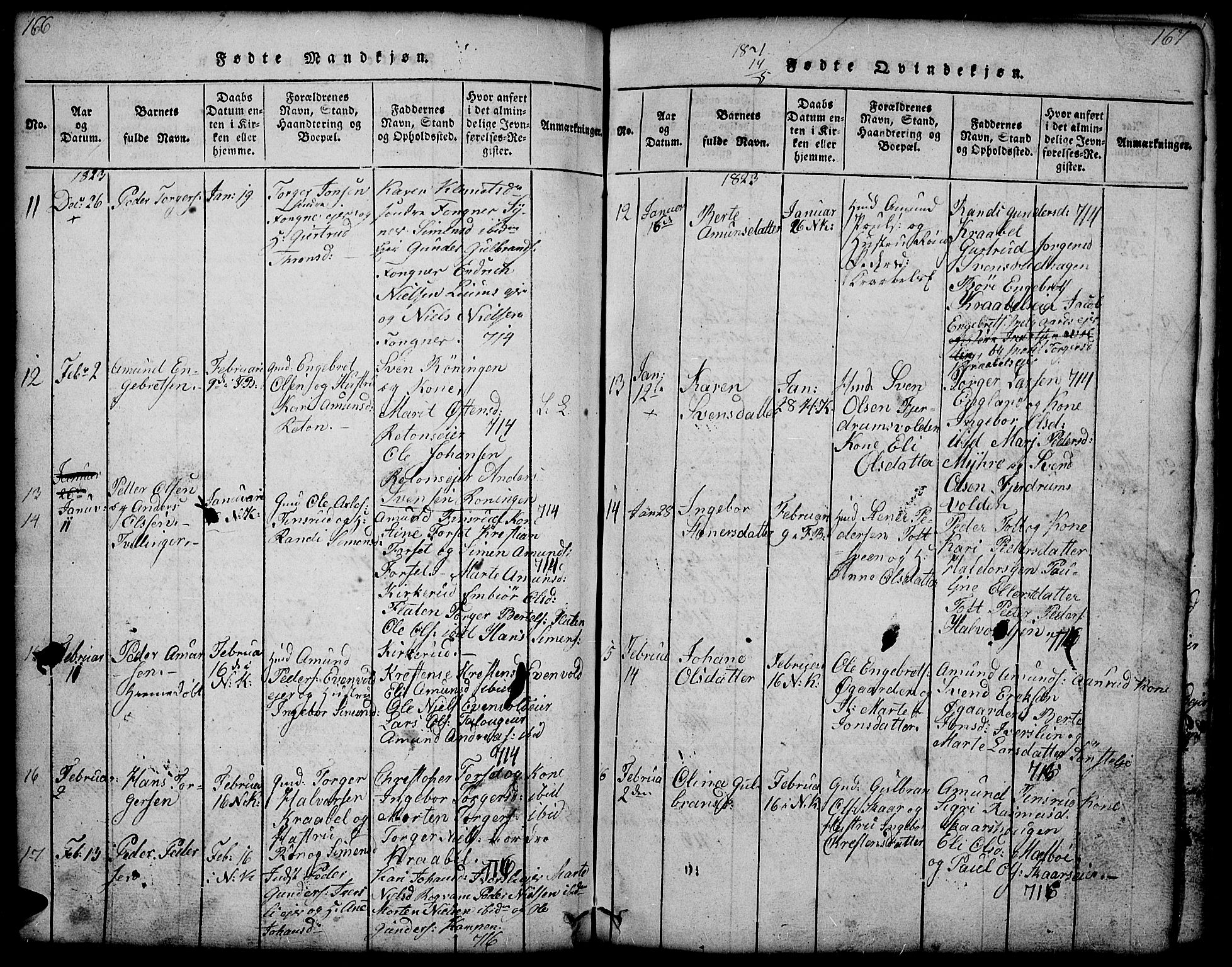 Gausdal prestekontor, SAH/PREST-090/H/Ha/Hab/L0001: Parish register (copy) no. 1, 1817-1848, p. 166-167