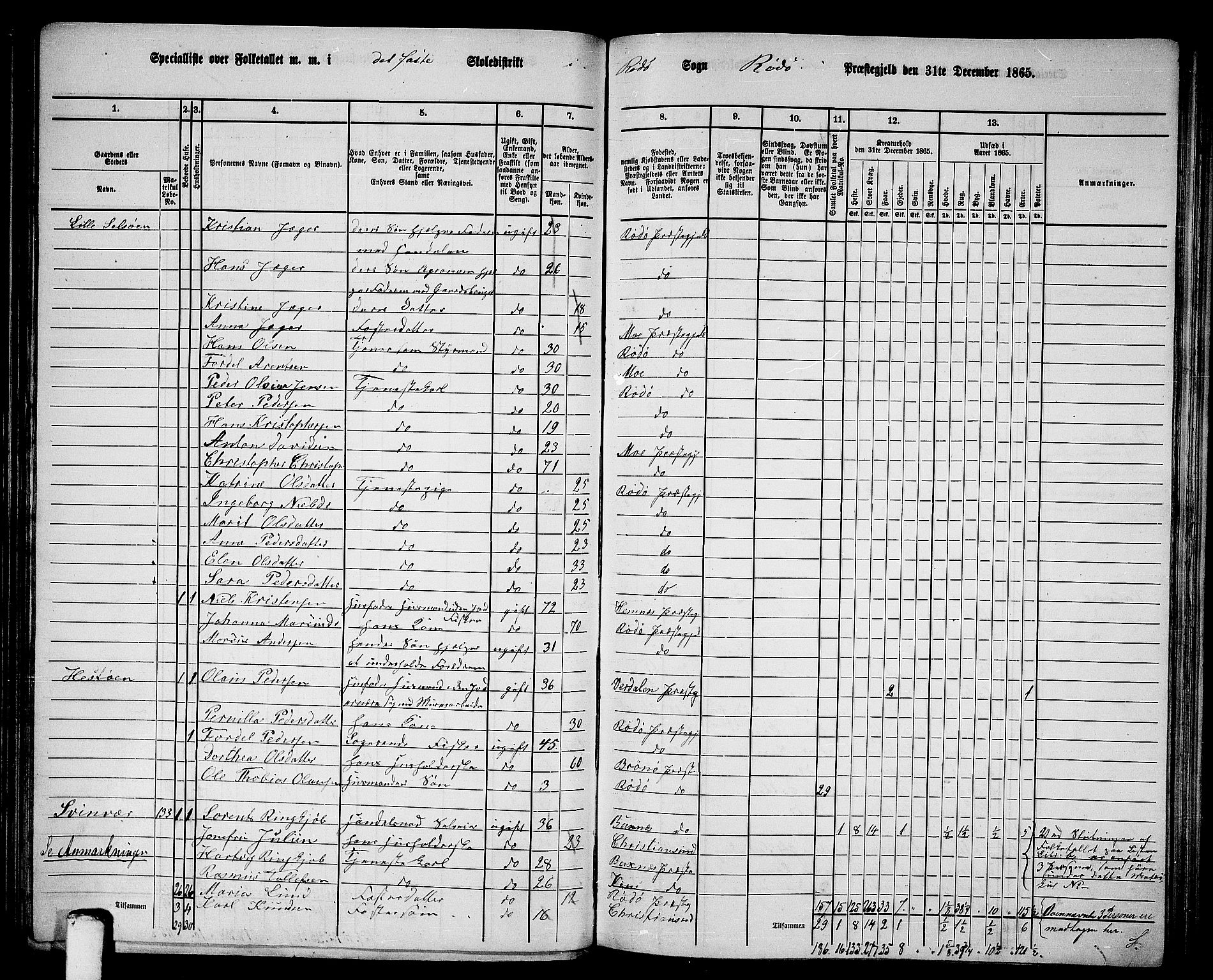 RA, 1865 census for Rødøy, 1865, p. 13