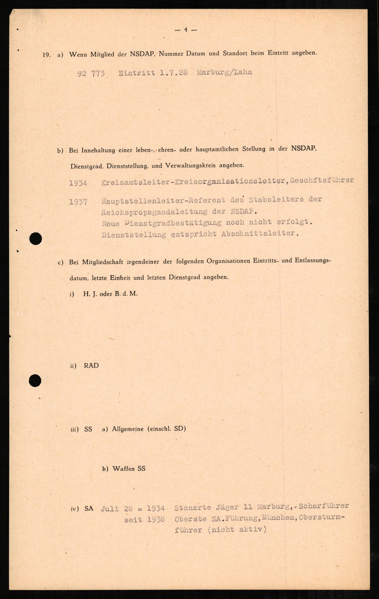 Forsvaret, Forsvarets overkommando II, AV/RA-RAFA-3915/D/Db/L0001: CI Questionaires. Tyske okkupasjonsstyrker i Norge. Tyskere., 1945-1946, p. 82