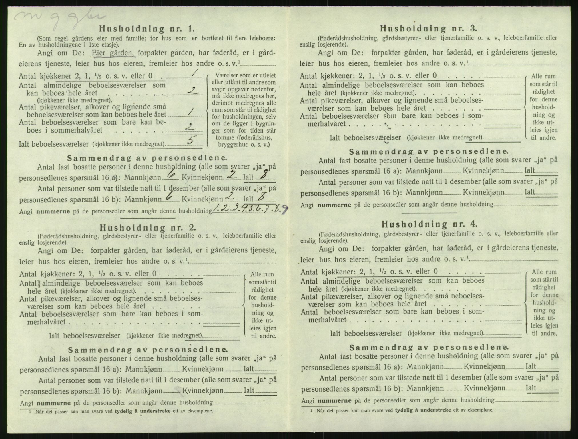 SAT, 1920 census for Nesset, 1920, p. 151