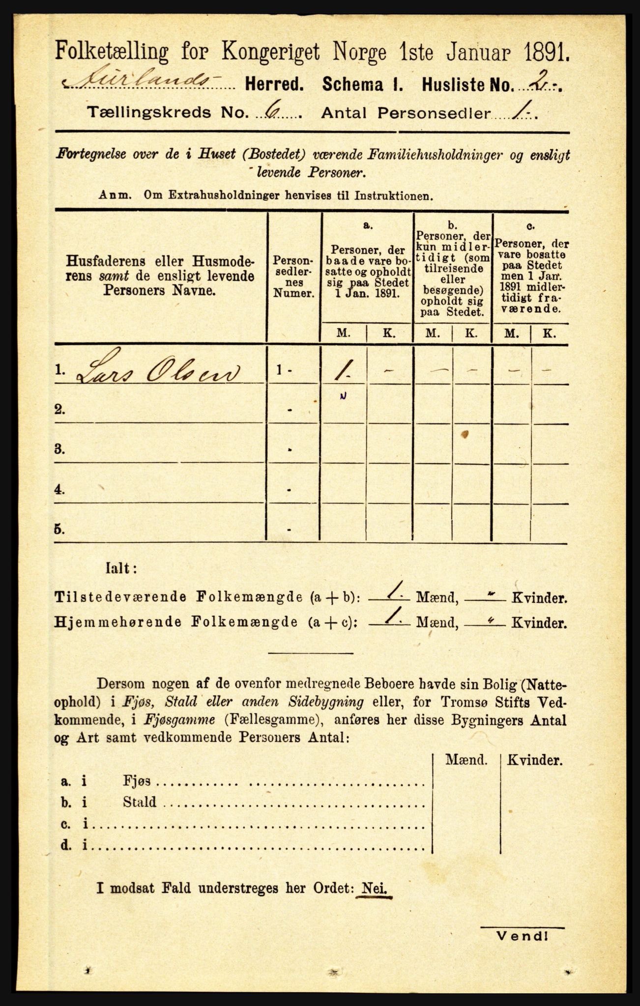 RA, 1891 census for 1421 Aurland, 1891, p. 2202