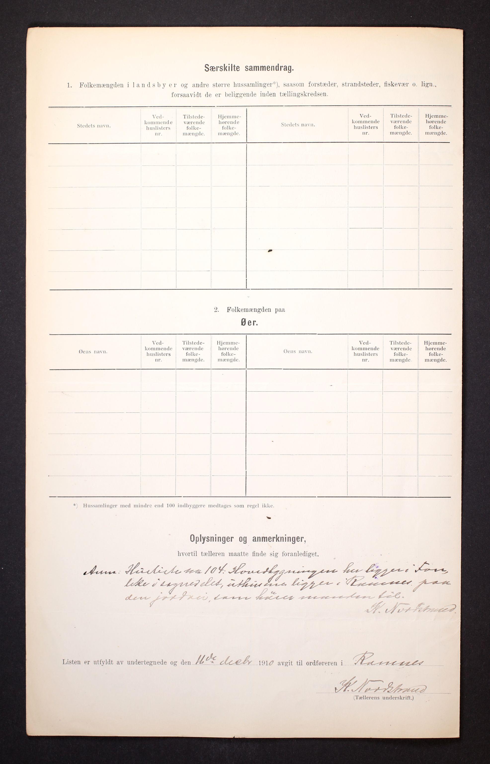 RA, 1910 census for Ramnes, 1910, p. 30