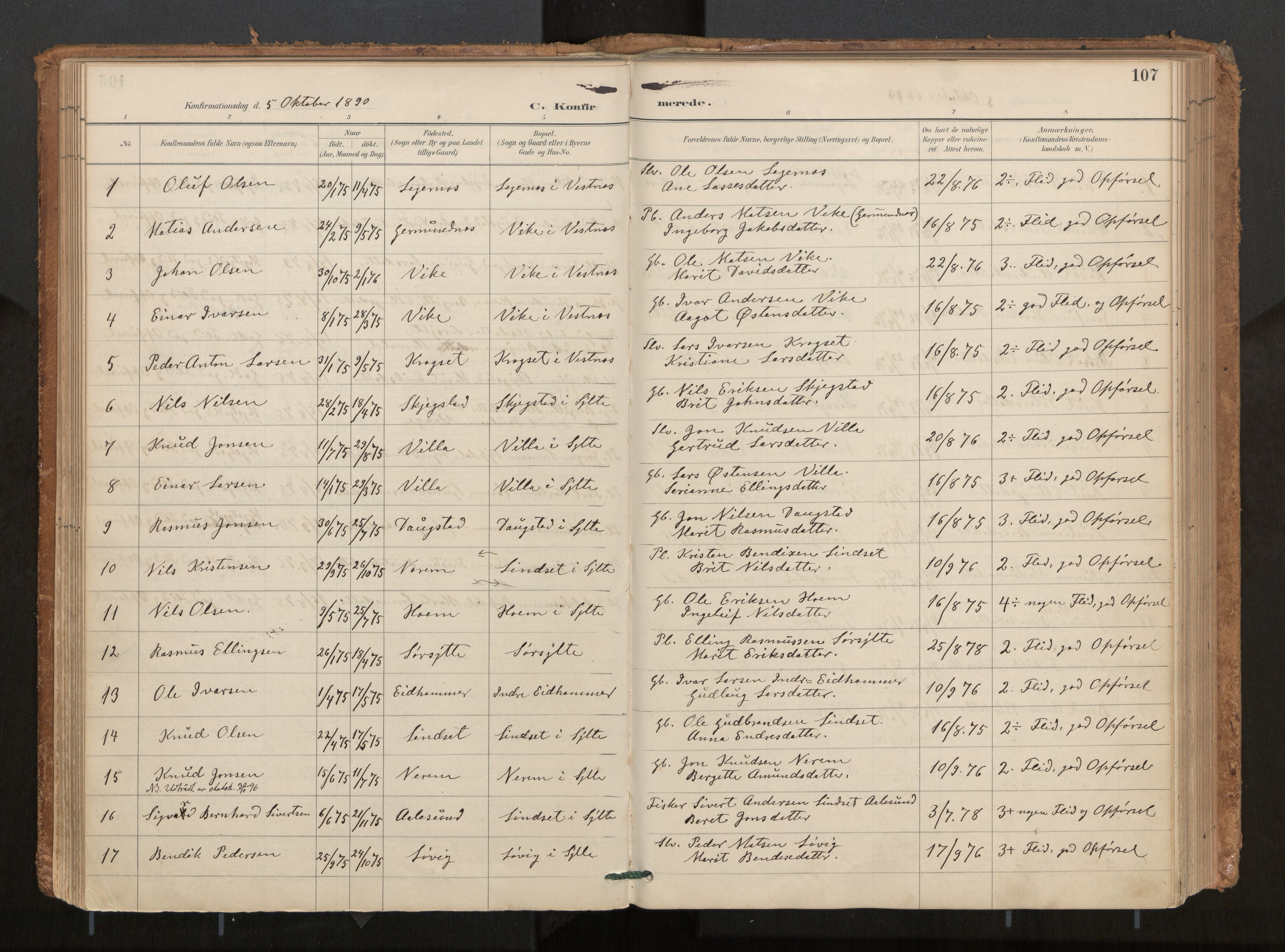 Ministerialprotokoller, klokkerbøker og fødselsregistre - Møre og Romsdal, SAT/A-1454/541/L0545a: Parish register (official) no. 541A03, 1887-1912, p. 107