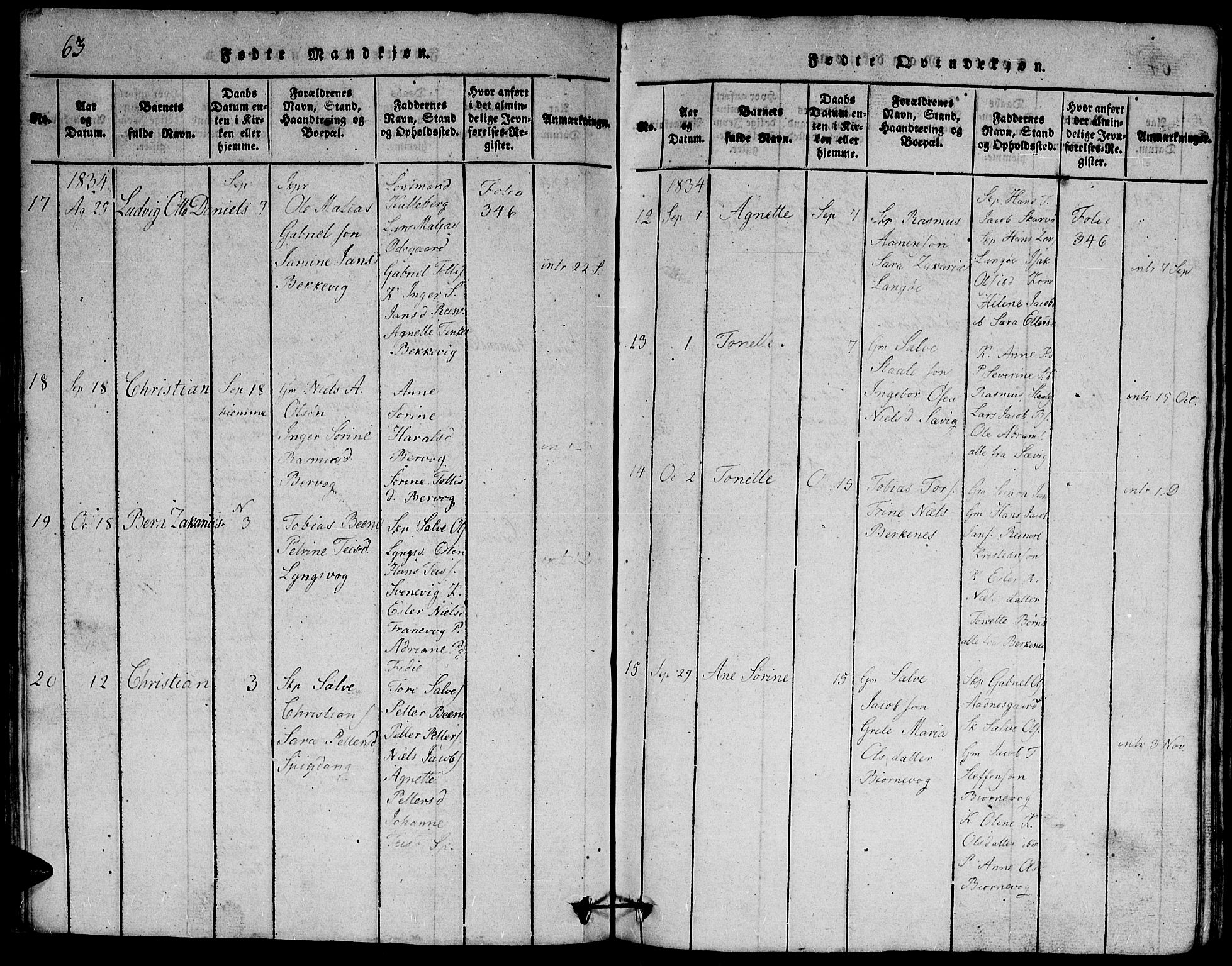 Herad sokneprestkontor, AV/SAK-1111-0018/F/Fb/Fbb/L0001: Parish register (copy) no. B 1, 1815-1852, p. 63