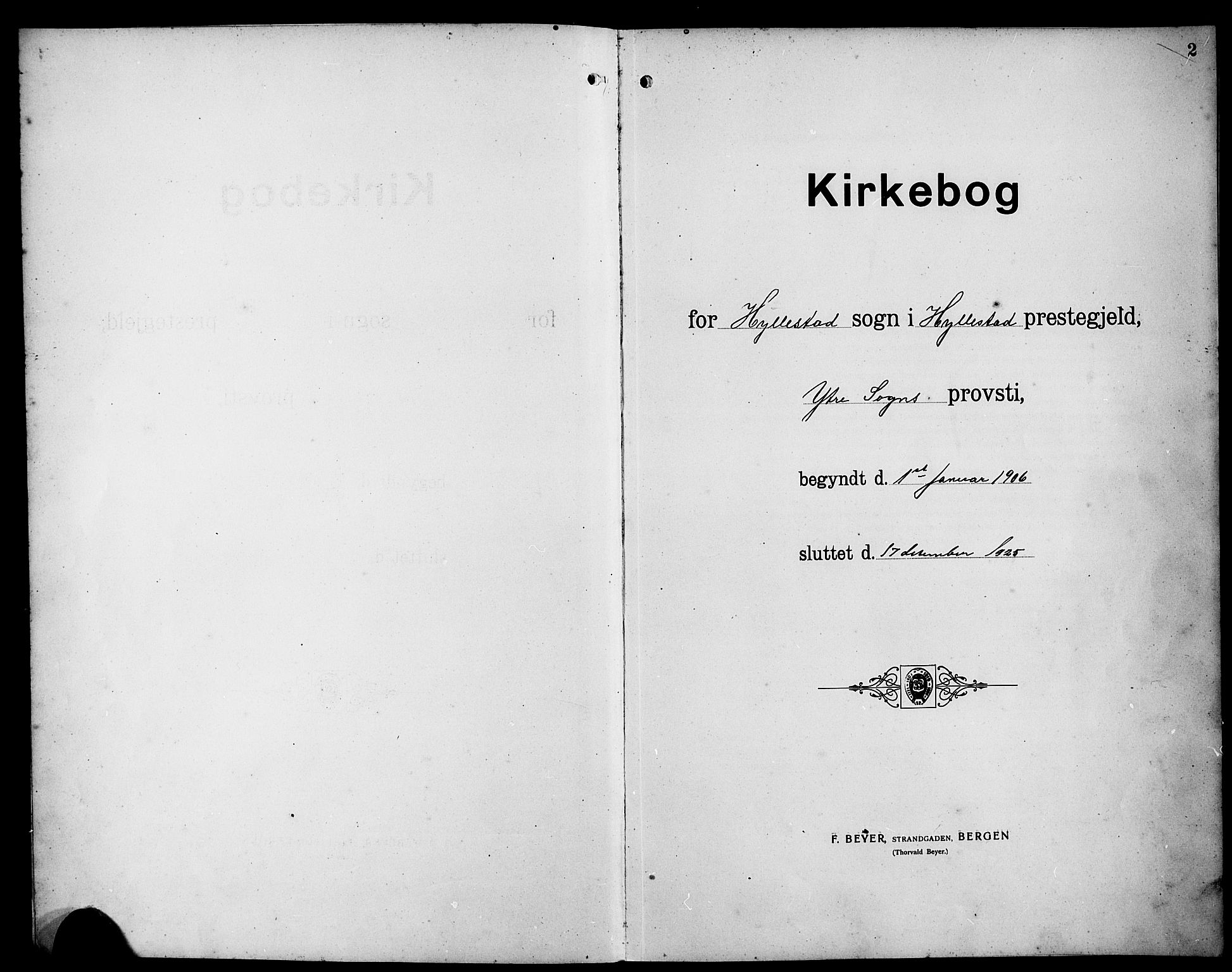 Hyllestad sokneprestembete, SAB/A-80401: Parish register (copy) no. A 3, 1906-1925, p. 2
