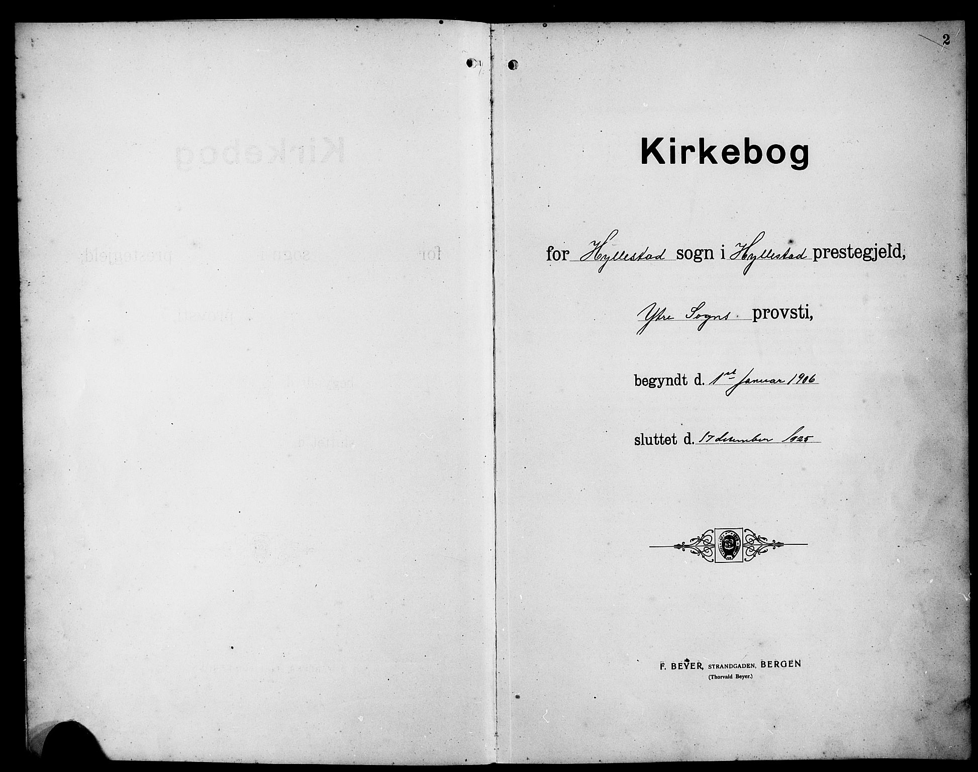 Hyllestad sokneprestembete, AV/SAB-A-80401: Parish register (copy) no. A 3, 1906-1925, p. 2