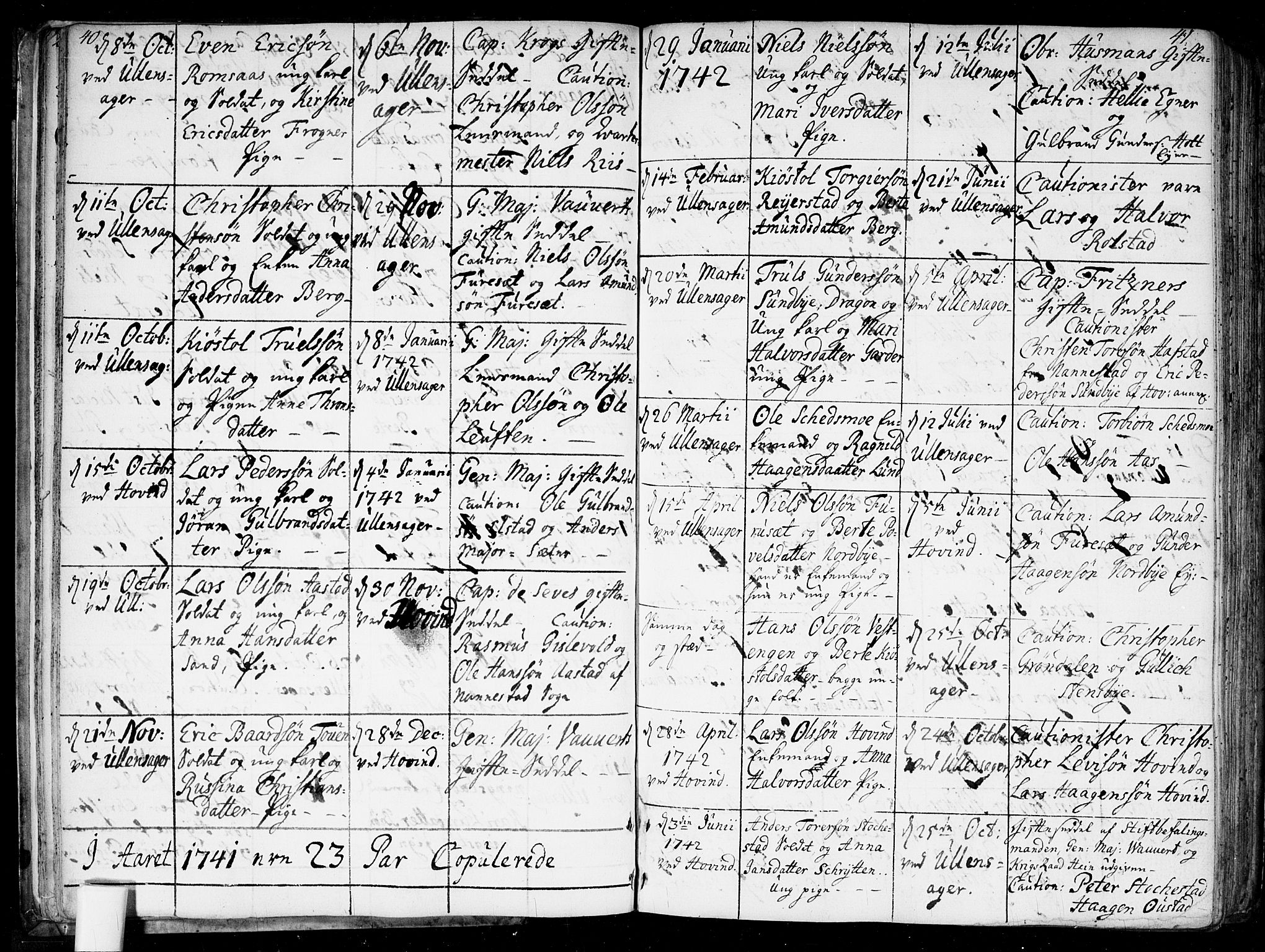 Ullensaker prestekontor Kirkebøker, SAO/A-10236a/F/Fa/L0010: Parish register (official) no. I 10, 1733-1776, p. 40-41