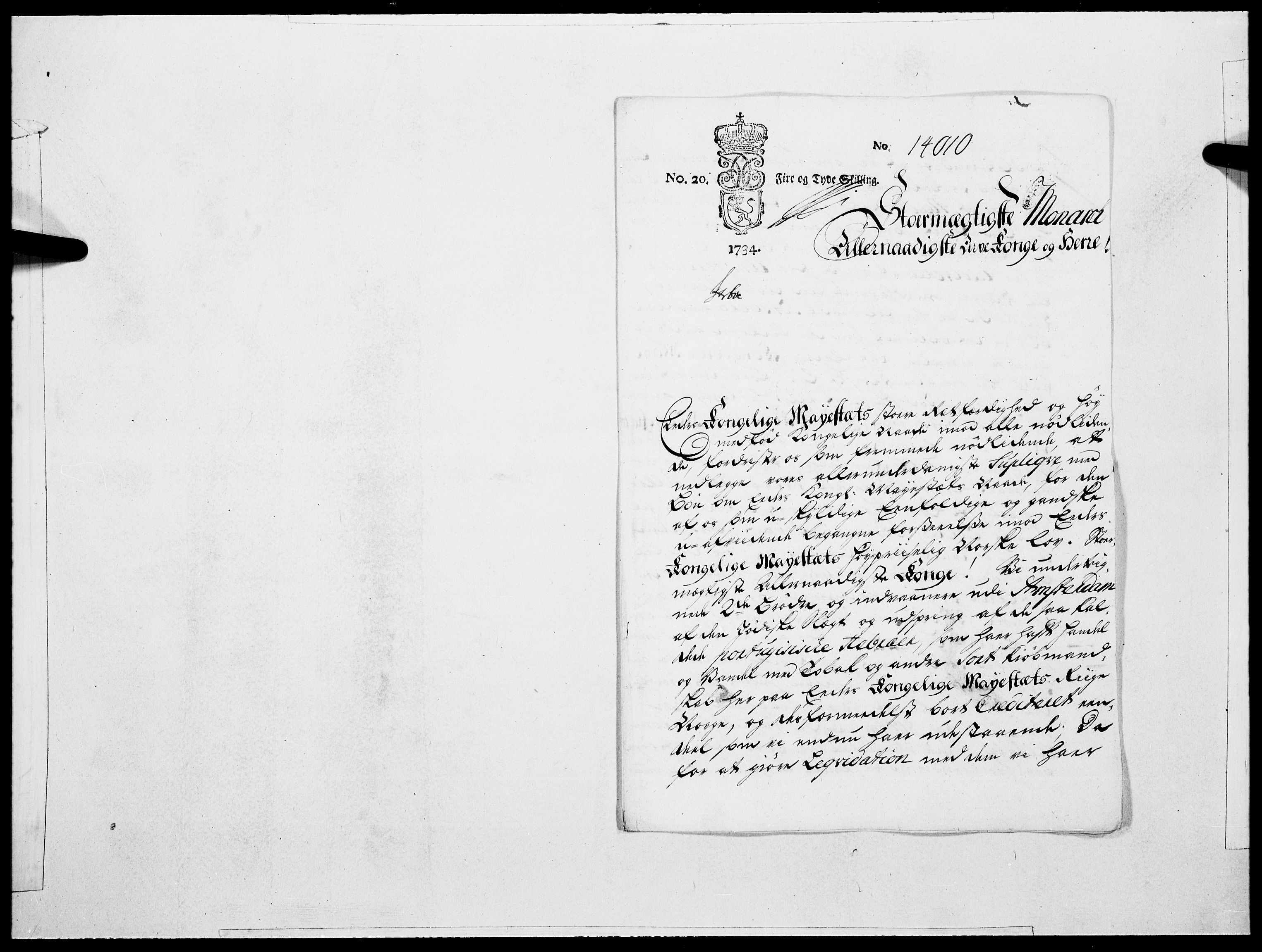 Danske Kanselli 1572-1799, AV/RA-EA-3023/F/Fc/Fcc/Fcca/L0116: Norske innlegg 1572-1799, 1734, p. 57