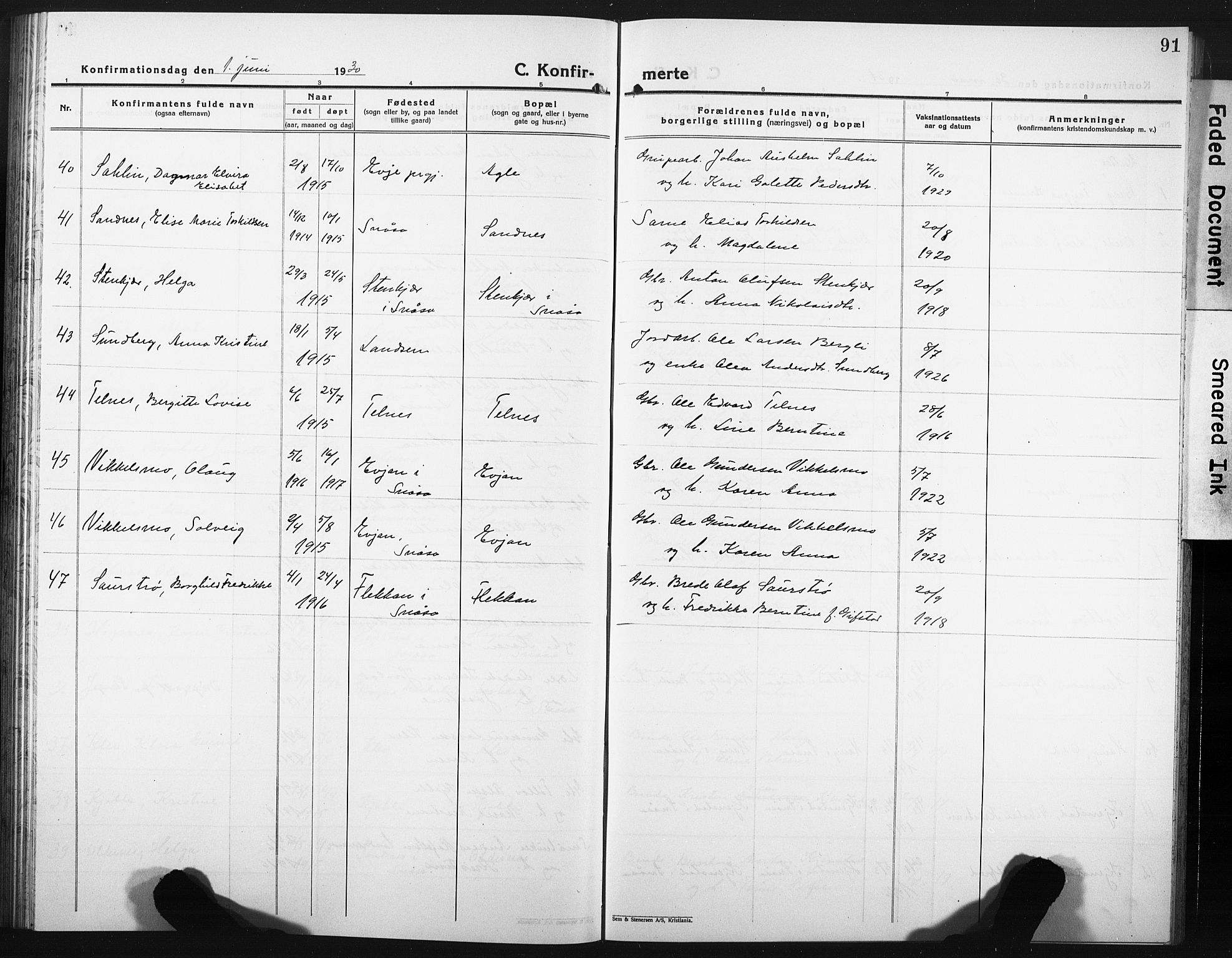 Ministerialprotokoller, klokkerbøker og fødselsregistre - Nord-Trøndelag, SAT/A-1458/749/L0480: Parish register (copy) no. 749C02, 1924-1932, p. 91