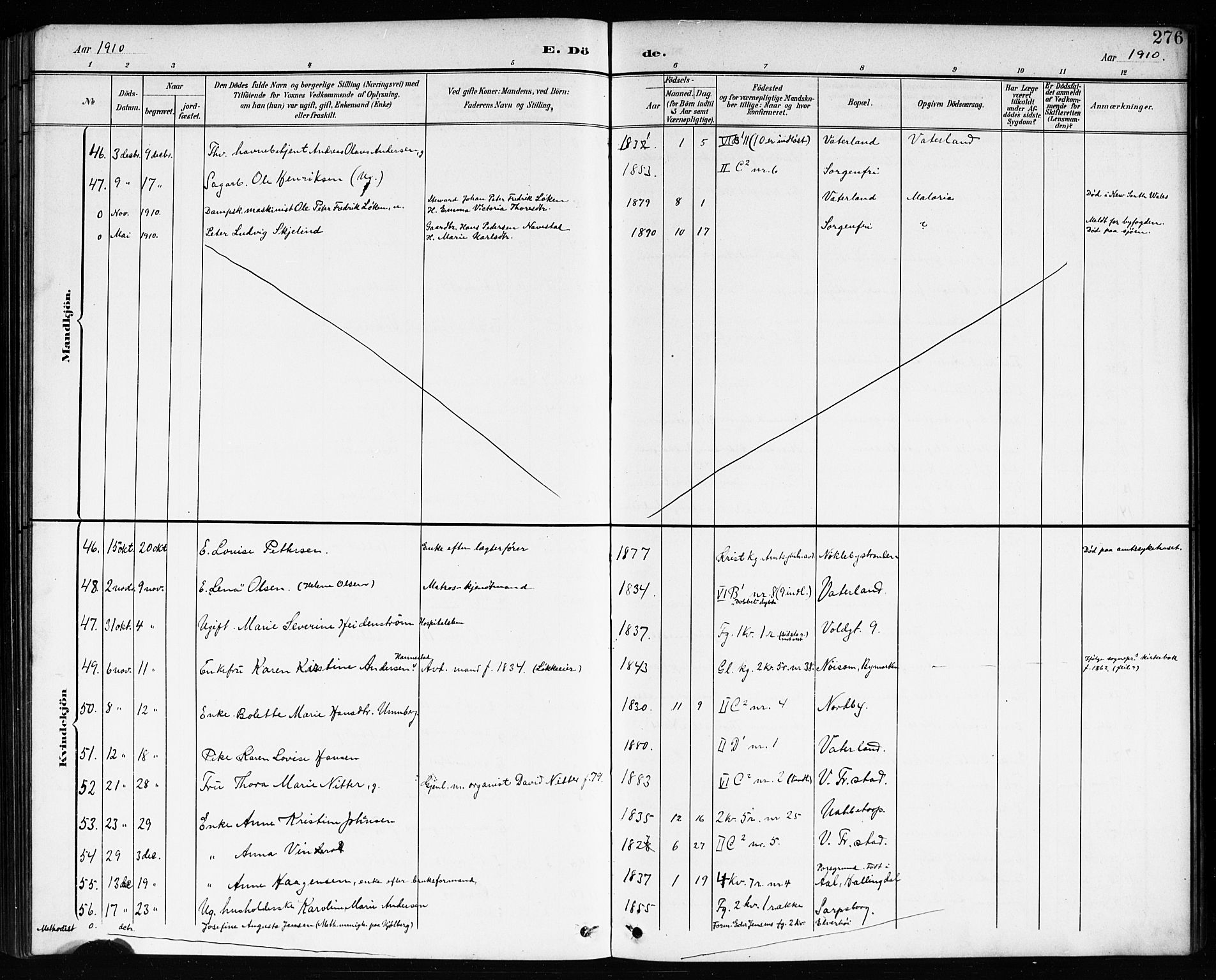 Østre Fredrikstad prestekontor Kirkebøker, SAO/A-10907/G/Ga/L0002: Parish register (copy) no. 2, 1900-1919, p. 276