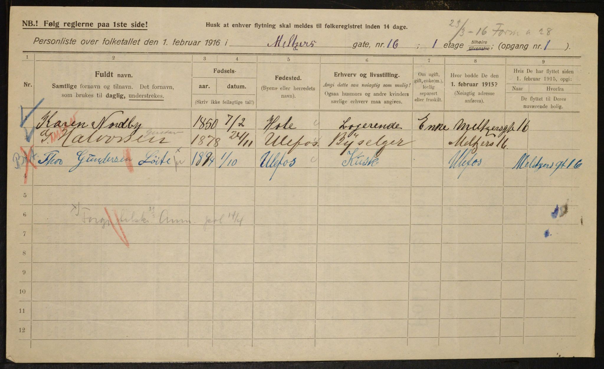 OBA, Municipal Census 1916 for Kristiania, 1916, p. 66949