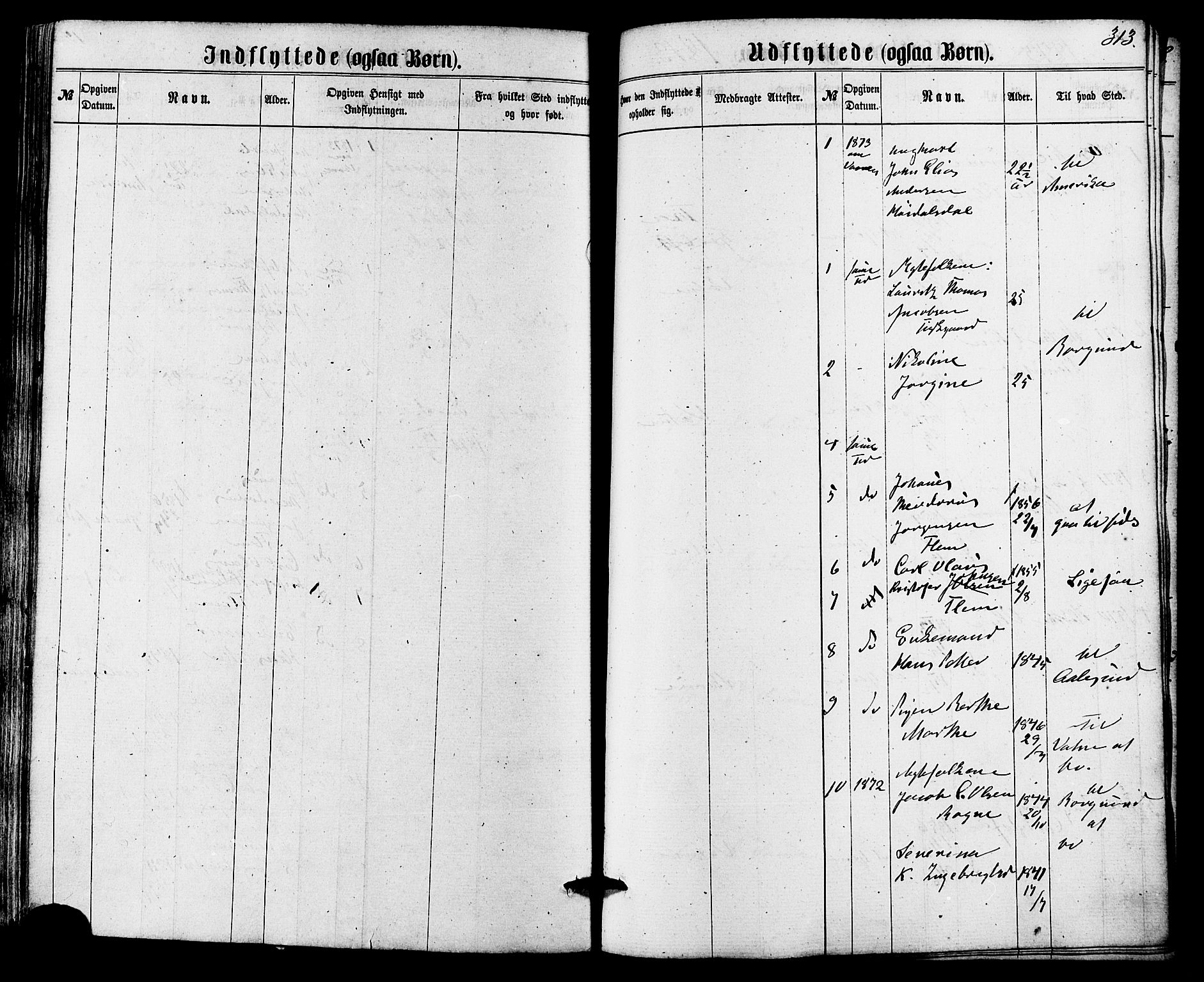 Ministerialprotokoller, klokkerbøker og fødselsregistre - Møre og Romsdal, SAT/A-1454/536/L0498: Parish register (official) no. 536A07, 1862-1875, p. 313