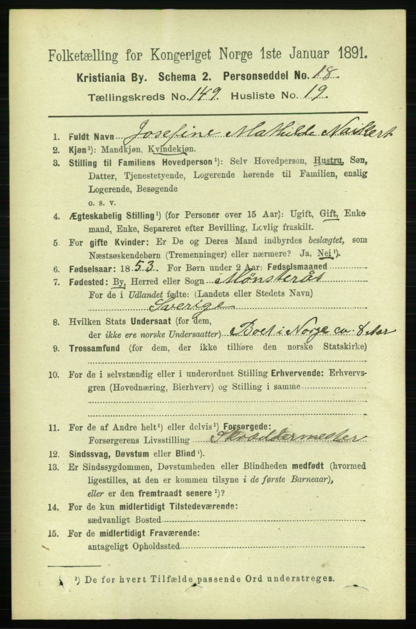 RA, 1891 census for 0301 Kristiania, 1891, p. 83539