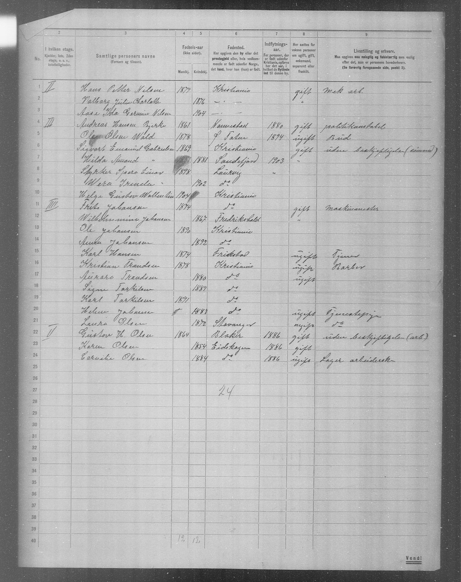 OBA, Municipal Census 1904 for Kristiania, 1904, p. 8902