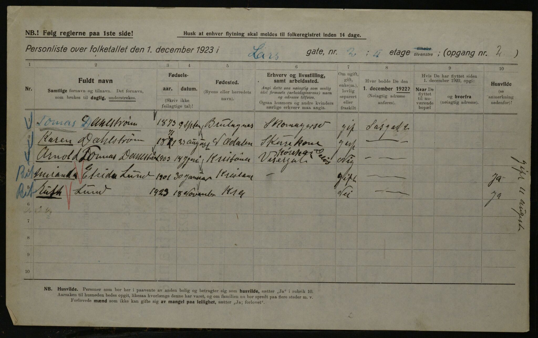 OBA, Municipal Census 1923 for Kristiania, 1923, p. 99072