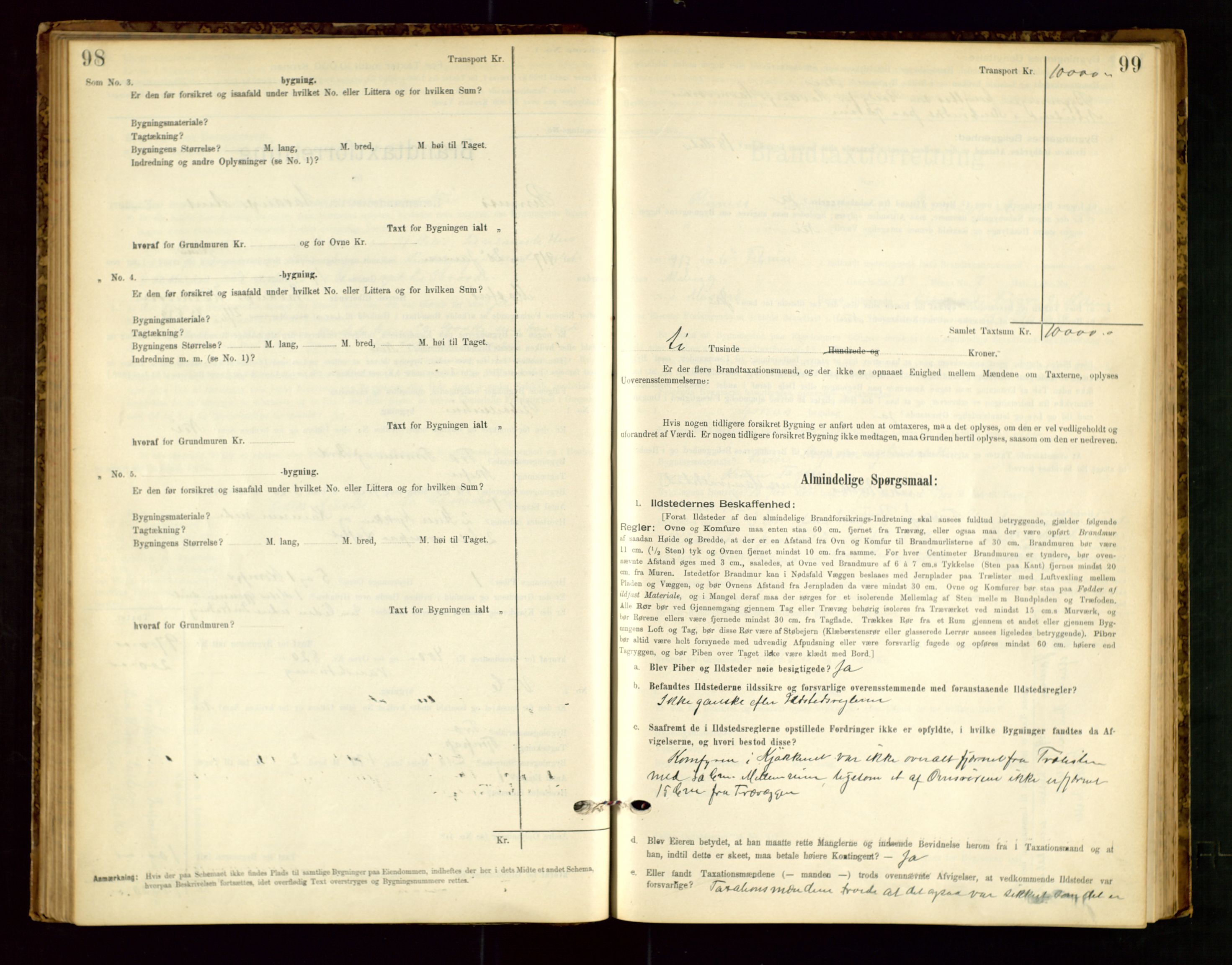 Rennesøy lensmannskontor, AV/SAST-A-100165/Gob/L0001: Branntakstprotokoll - skjematakst, 1900-1956, p. 98-99